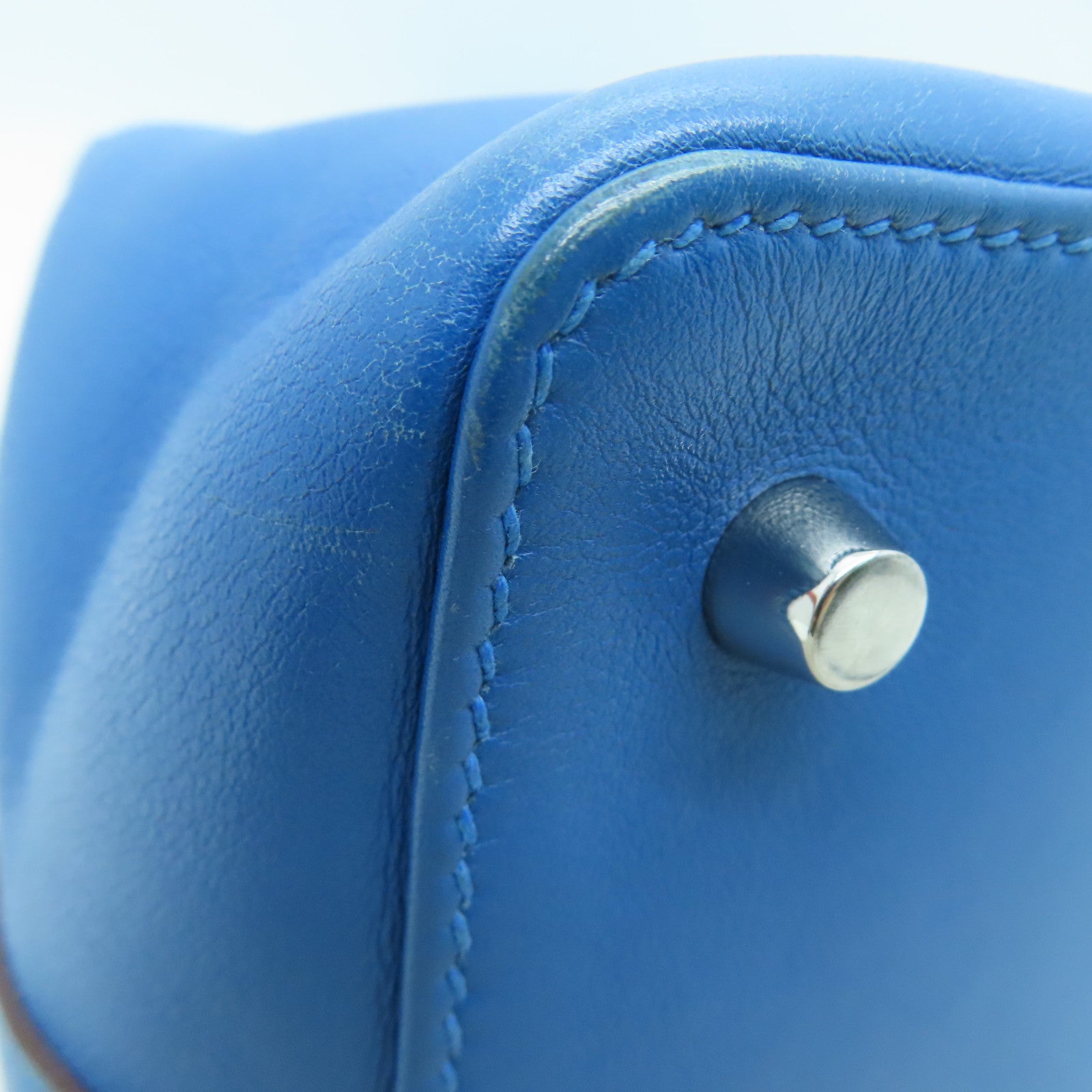 HERMES [Sharp Discount] Swift Leather Toolbox 26 Silver Buckle Handle Shoulder Backpack Duck Blue/Colvert