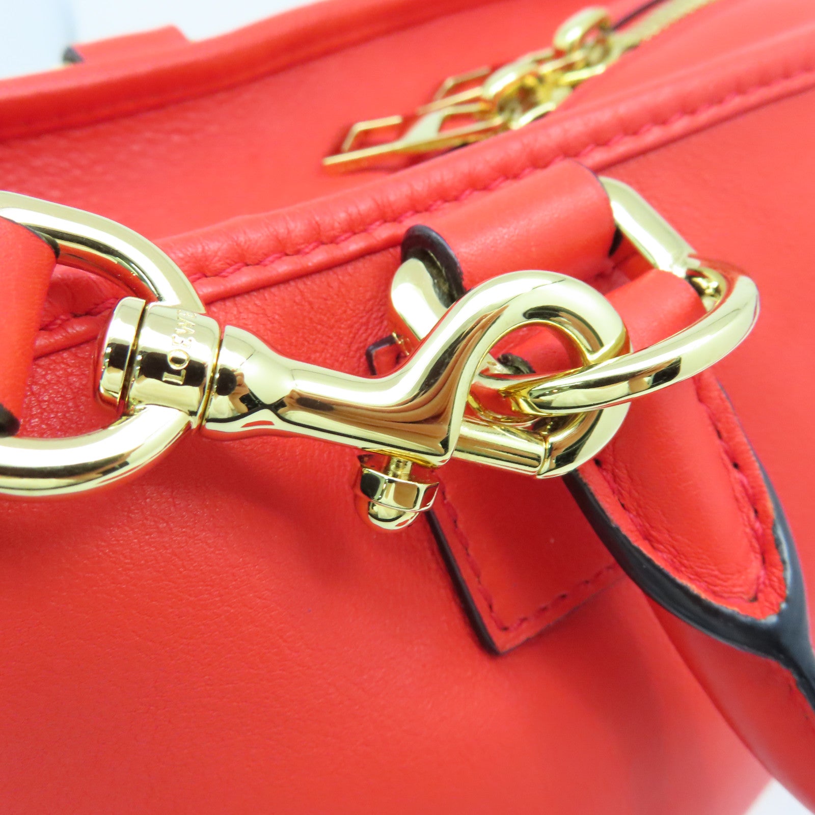 LOEWE cowhide leather Amazona 28 gold buckle handle shoulder bag red
