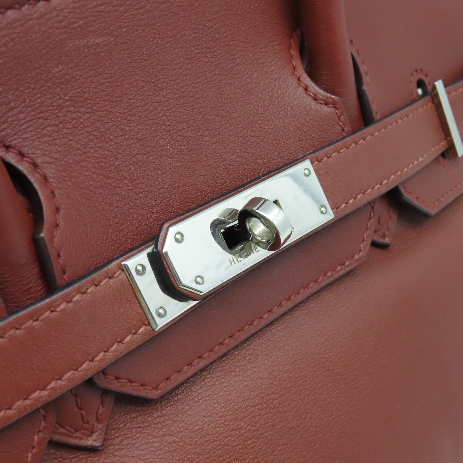 HERMES Swift皮革Birkin 30銀扣手挽袋Rouge H愛馬仕紅色