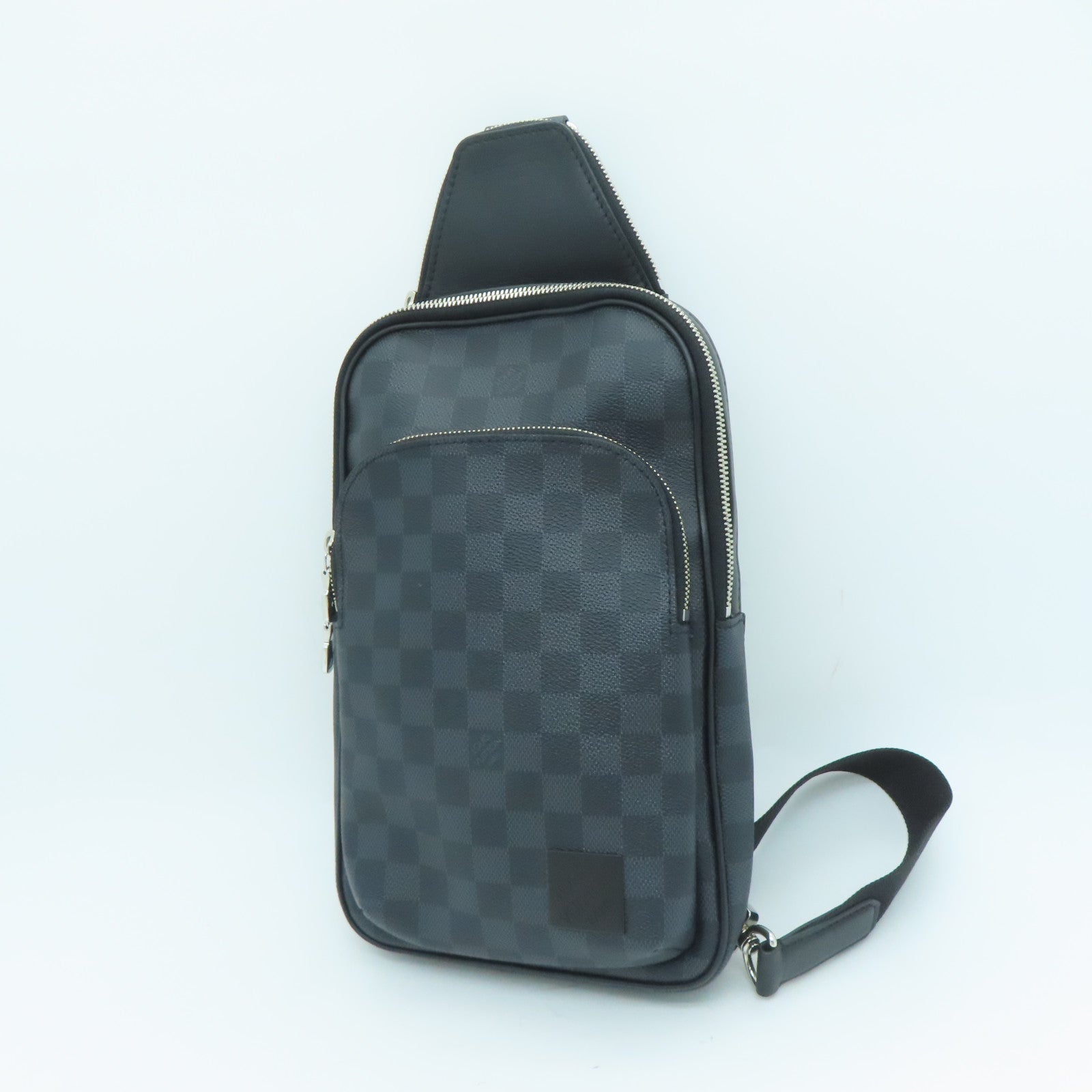 LOUIS VUITTON Damier Avenue Shoulder Bag银扣肩背袋黑色