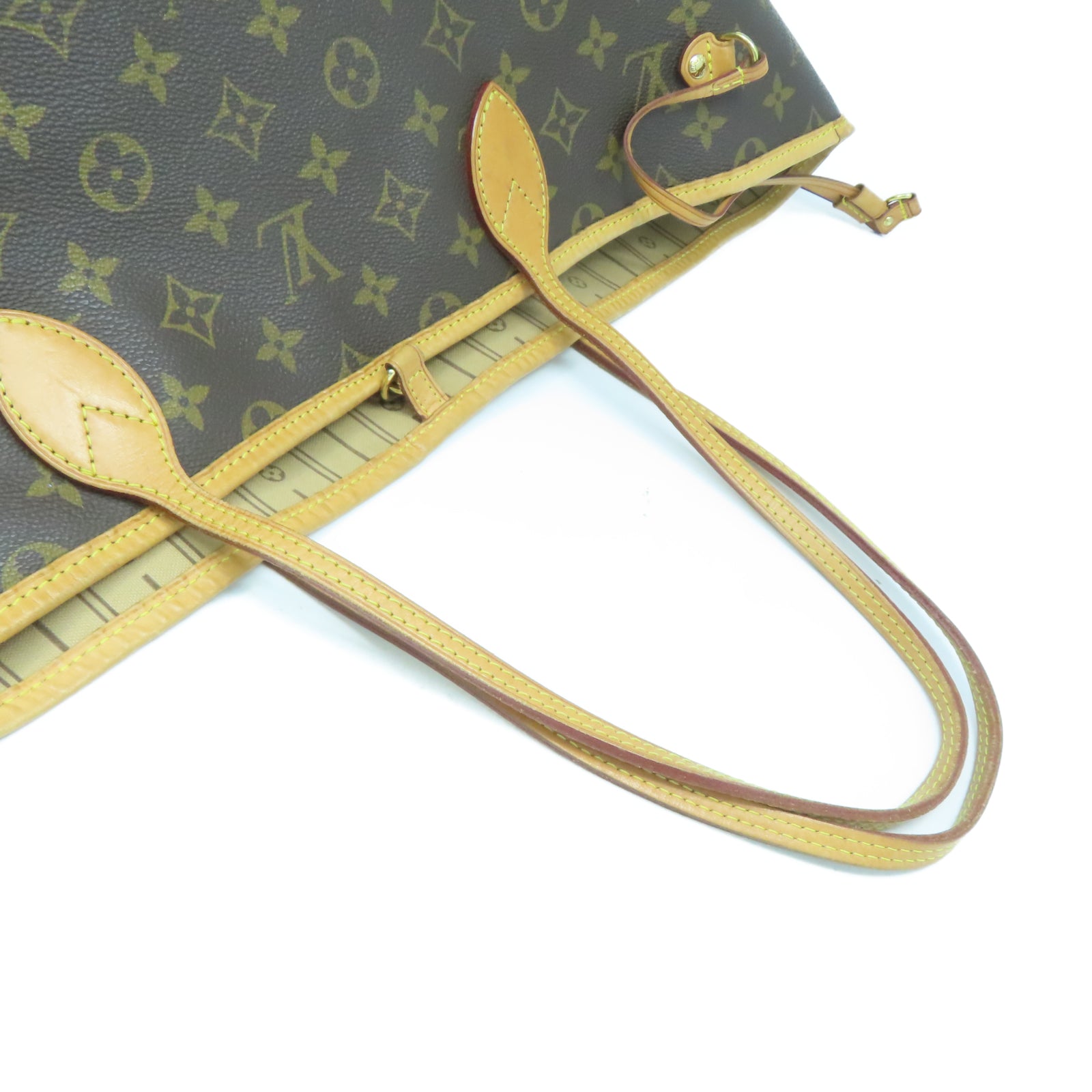 LOUIS VUITTON Monogram Neverfull GM金扣手挽袋棕色