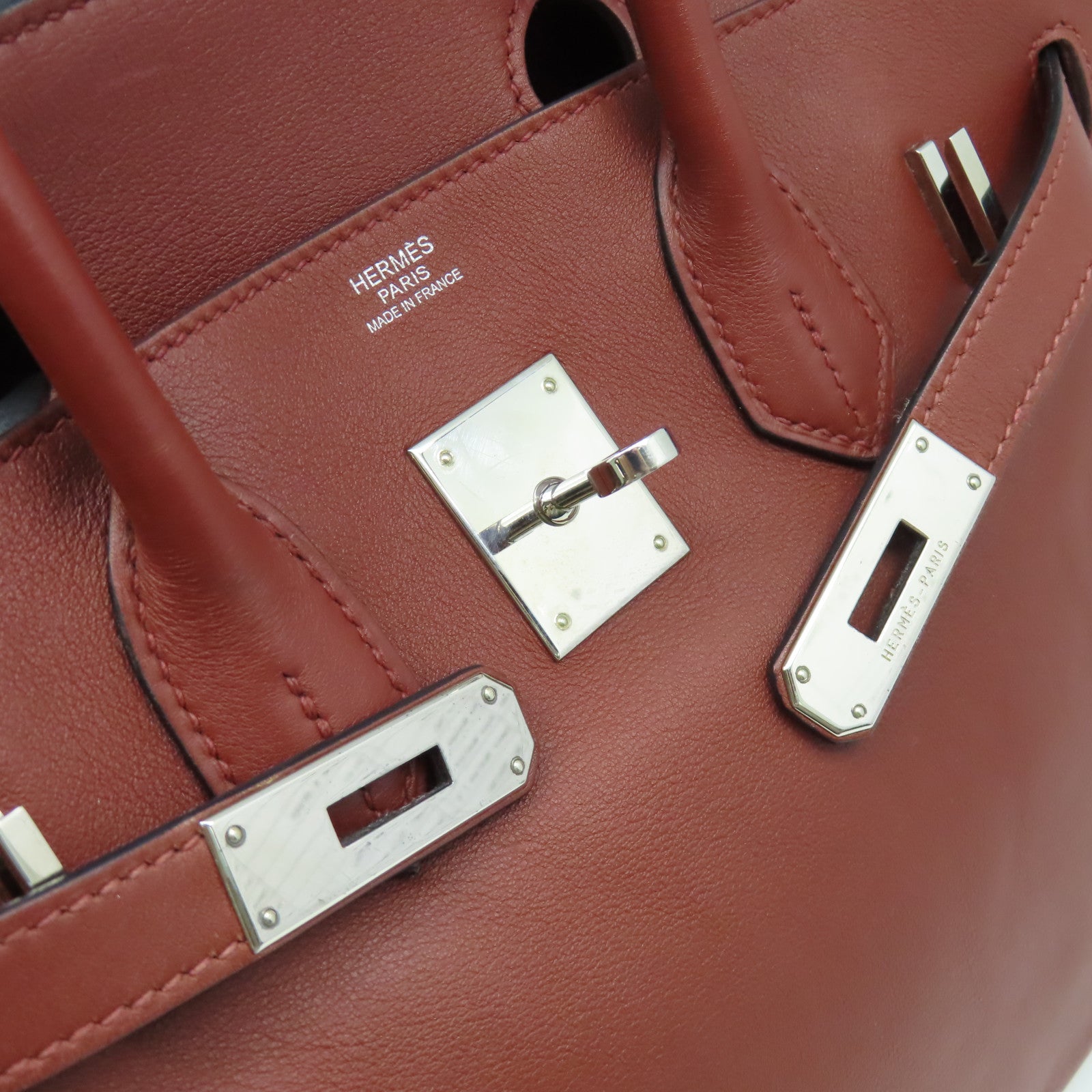 HERMES Swift皮革Birkin 30銀扣手挽袋Rouge H愛馬仕紅色