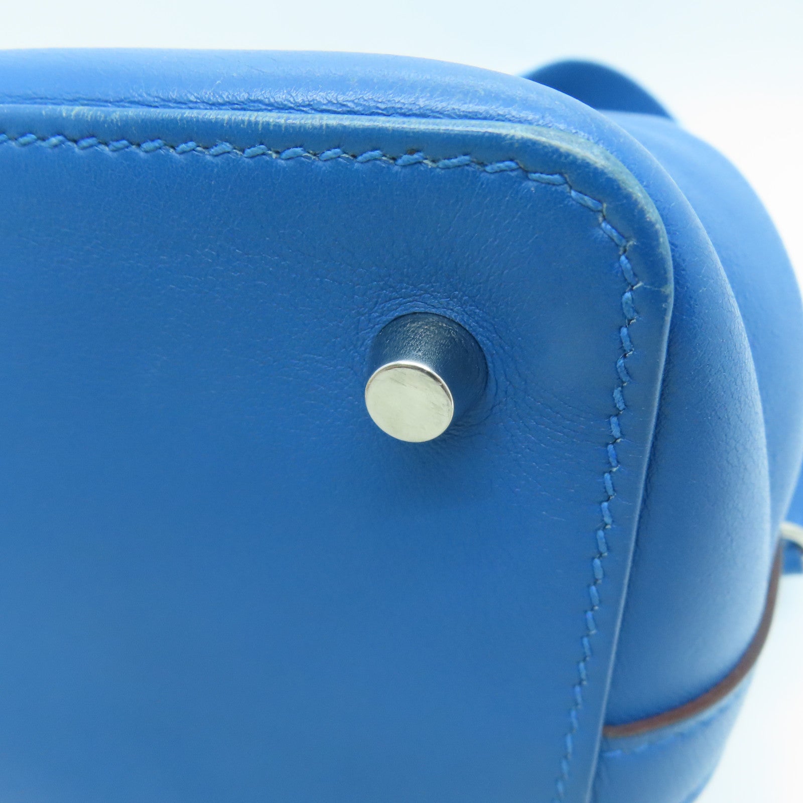 HERMES [Sharp Discount] Swift Leather Toolbox 26 Silver Buckle Handle Shoulder Backpack Duck Blue/Colvert