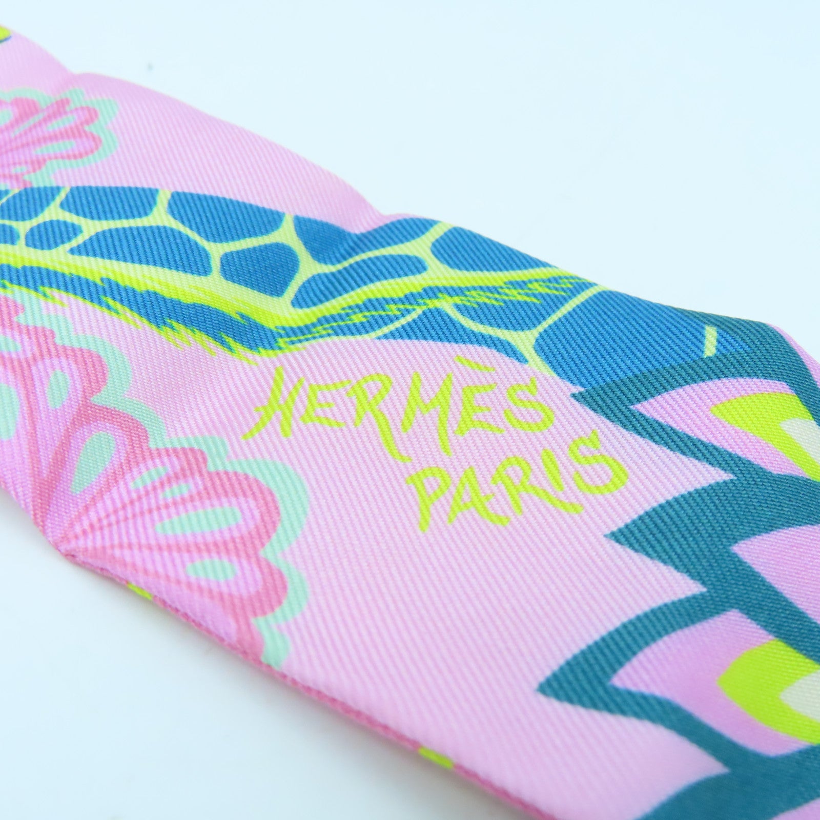 HERMES 【激減優惠】絲質Twilly絲巾粉紅色/彩色
