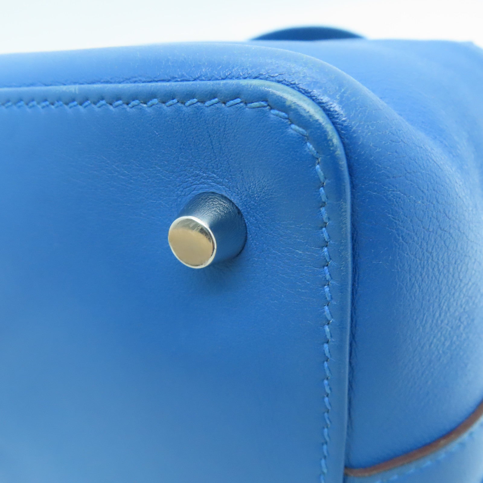 HERMES [Sharp Discount] Swift Leather Toolbox 26 Silver Buckle Handle Shoulder Backpack Duck Blue/Colvert