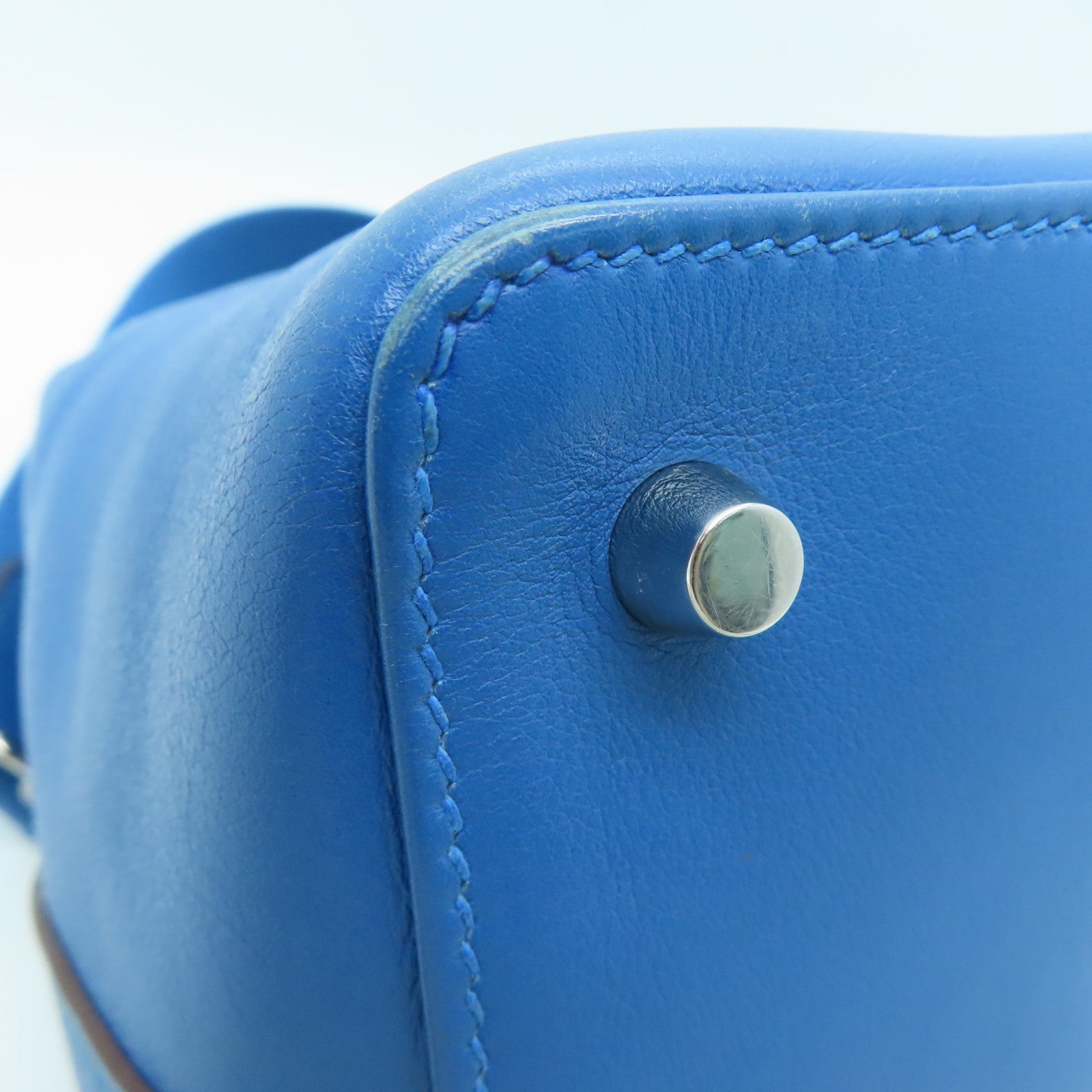 HERMES [Sharp Discount] Swift Leather Toolbox 26 Silver Buckle Handle Shoulder Backpack Duck Blue/Colvert