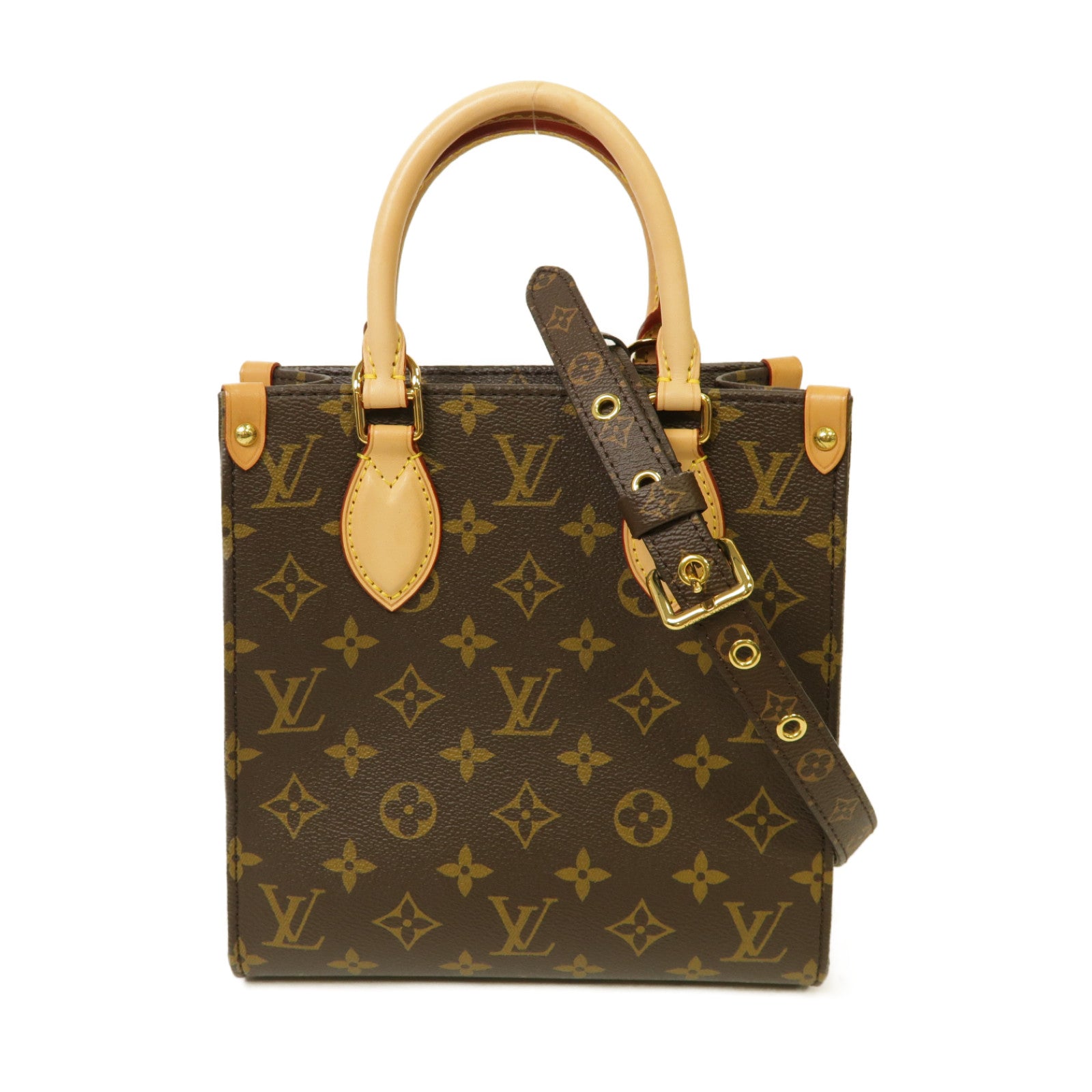 LOUIS VUITTON Monogram Sac Plat BB金扣手挽肩背兩用袋啡色