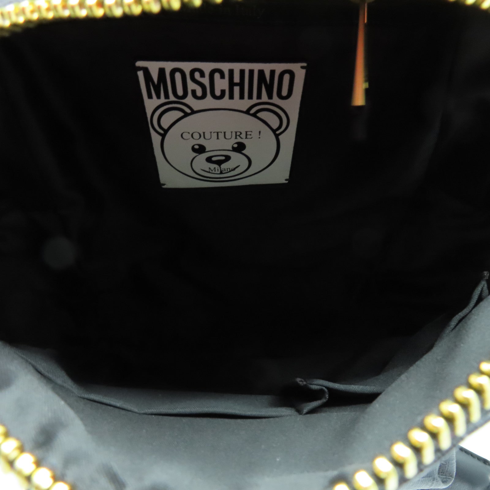 MOSCHINO 涂层帆布Roma Teddy Bear Backpack金扣背包黑色