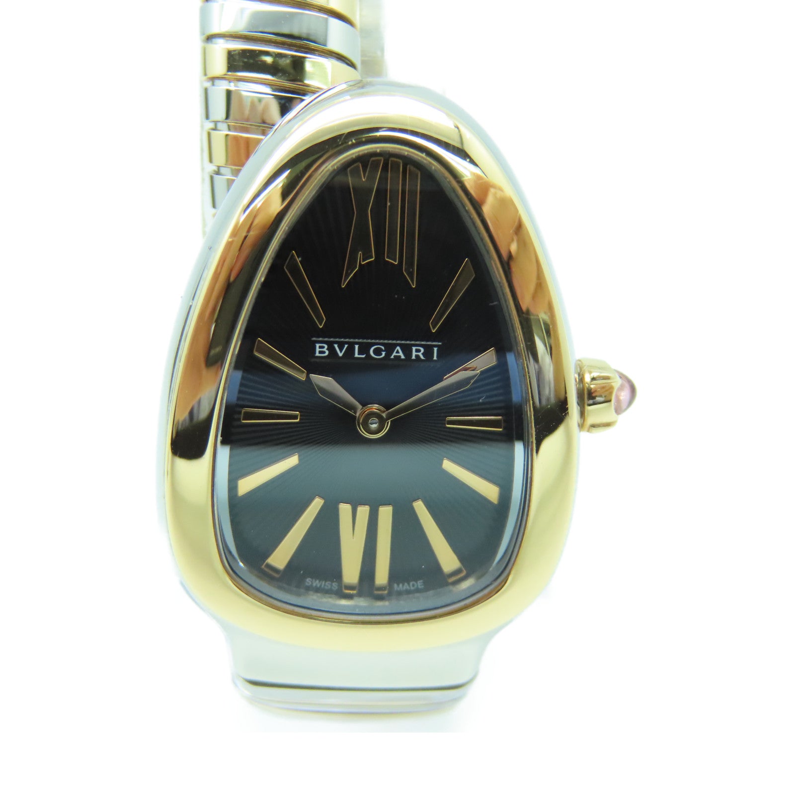 BVLGARI Serpenti Tubogas Watch18K玫瑰金手錶石英機芯黑色