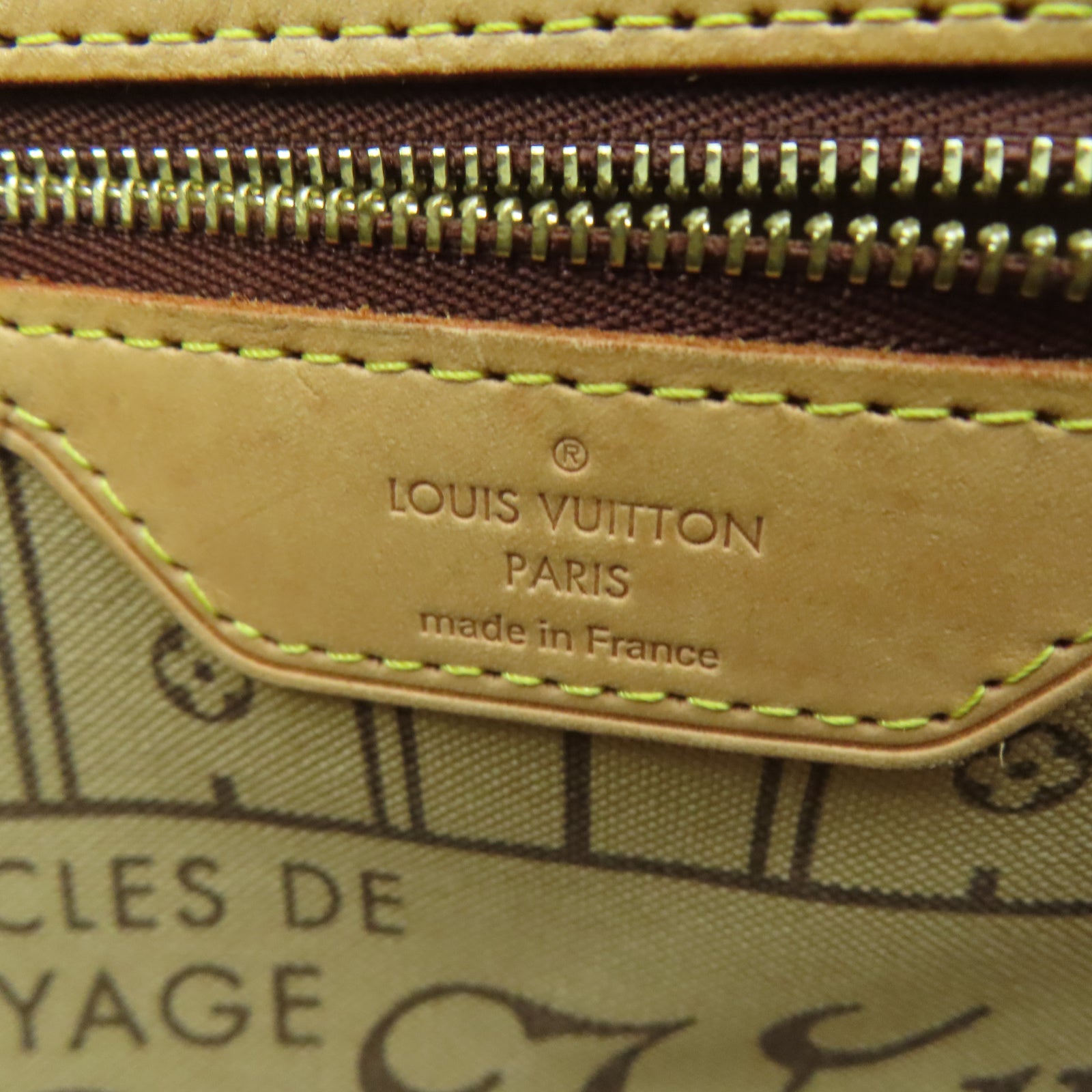 LOUIS VUITTON Monogram Neverfull GM金扣手挽袋棕色