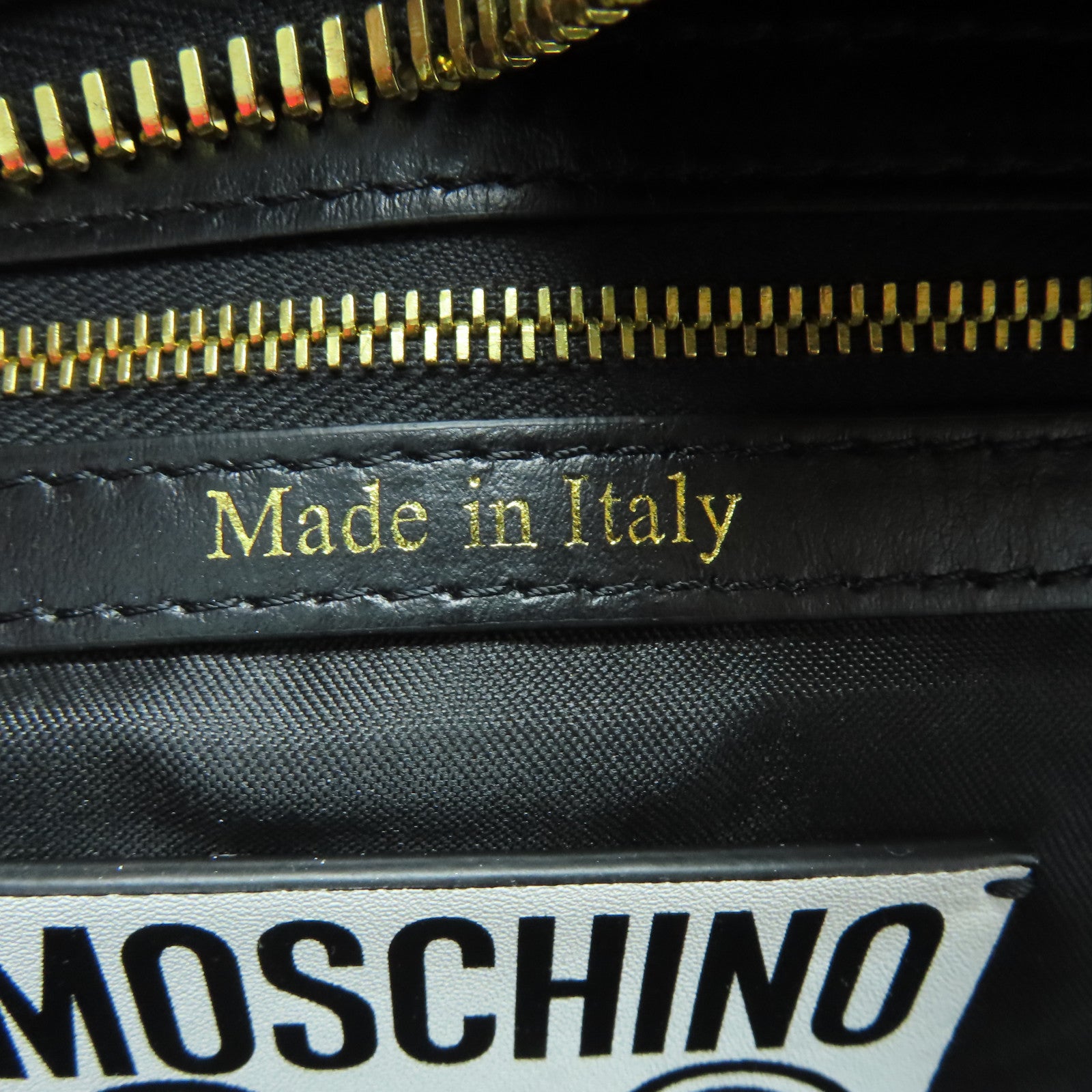 MOSCHINO 涂层帆布Roma Teddy Bear Backpack金扣背包黑色