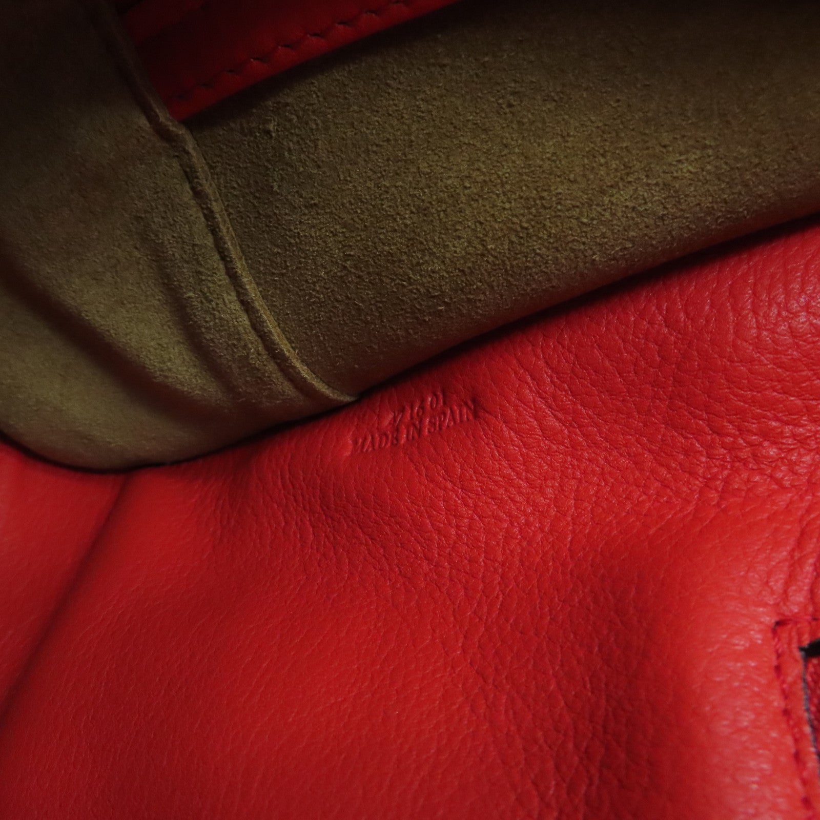 LOEWE cowhide leather Amazona 28 gold buckle handle shoulder bag red
