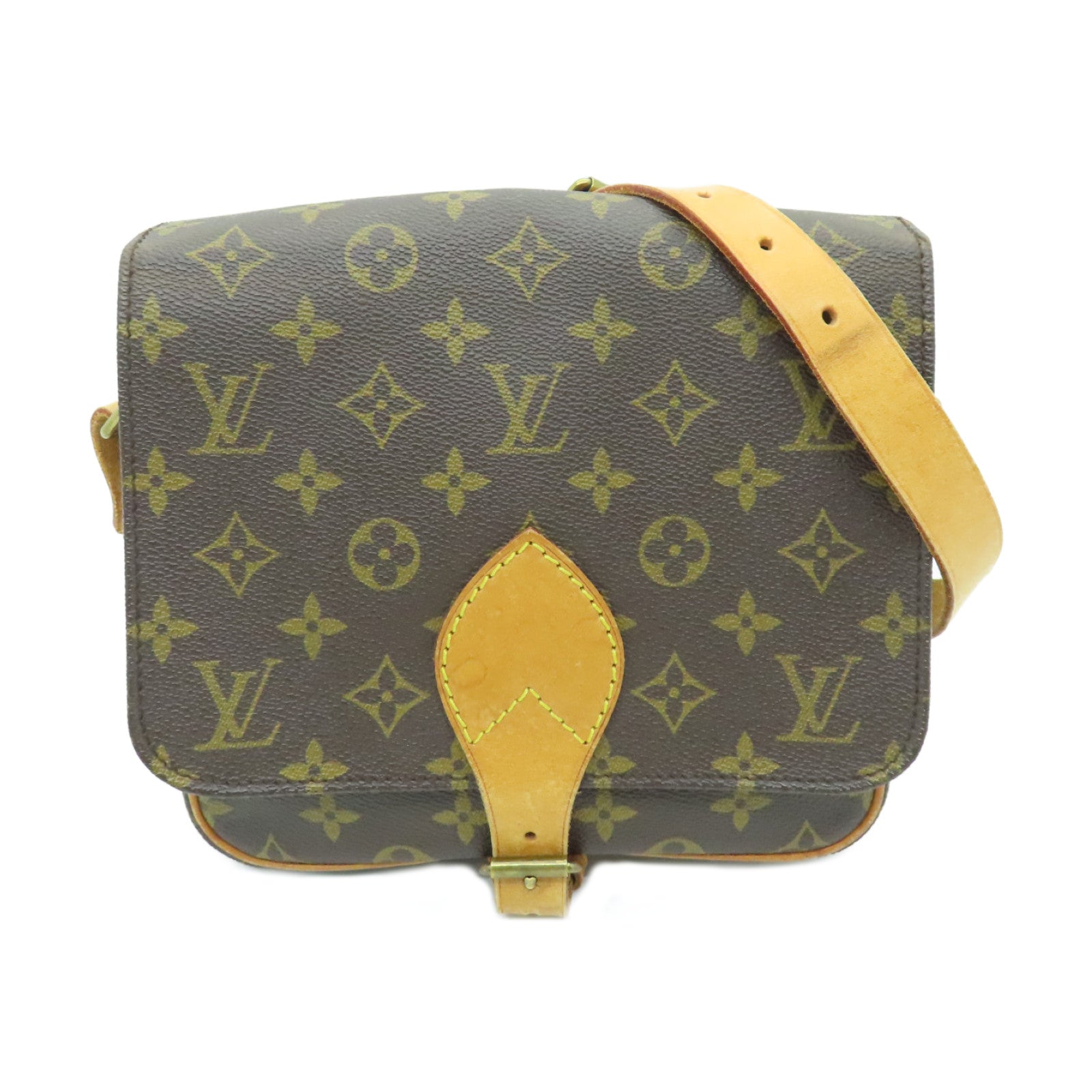 LOUIS VUITTON Monogrram Cartouchiere金扣肩背袋啡色