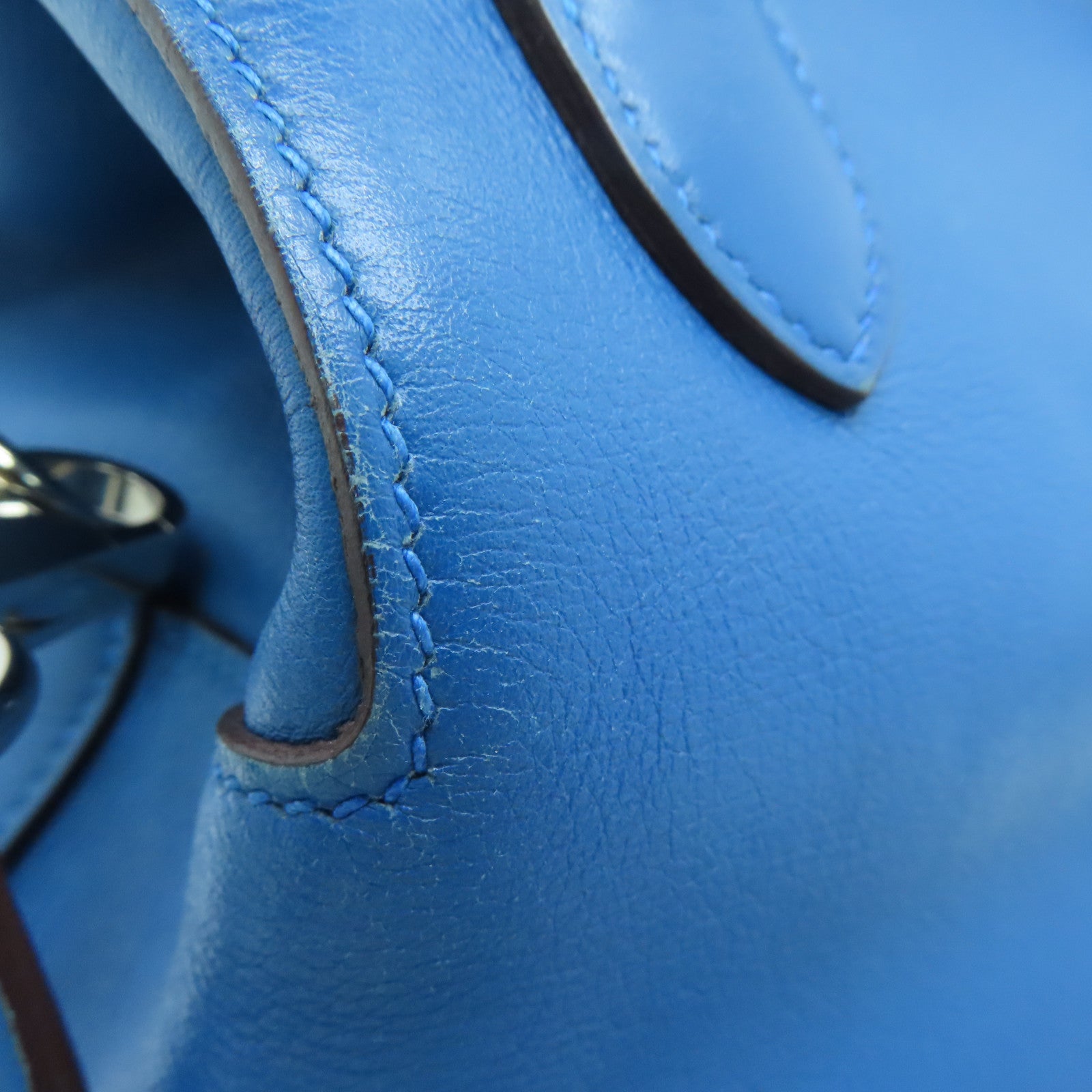 HERMES [Sharp Discount] Swift Leather Toolbox 26 Silver Buckle Handle Shoulder Backpack Duck Blue/Colvert