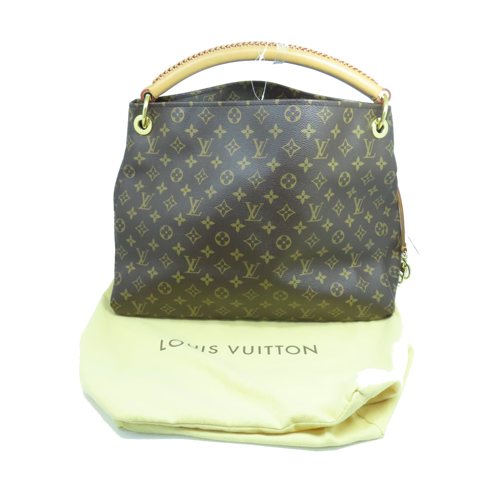 LOUIS VUITTON Monogram Artsy MM金扣手挽袋棕色