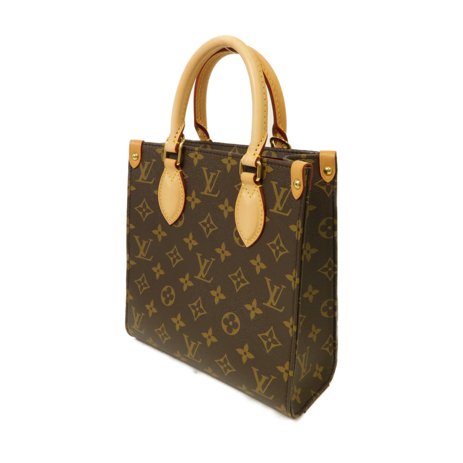 LOUIS VUITTON Monogram Sac Plat BB金扣手挽肩背兩用袋啡色