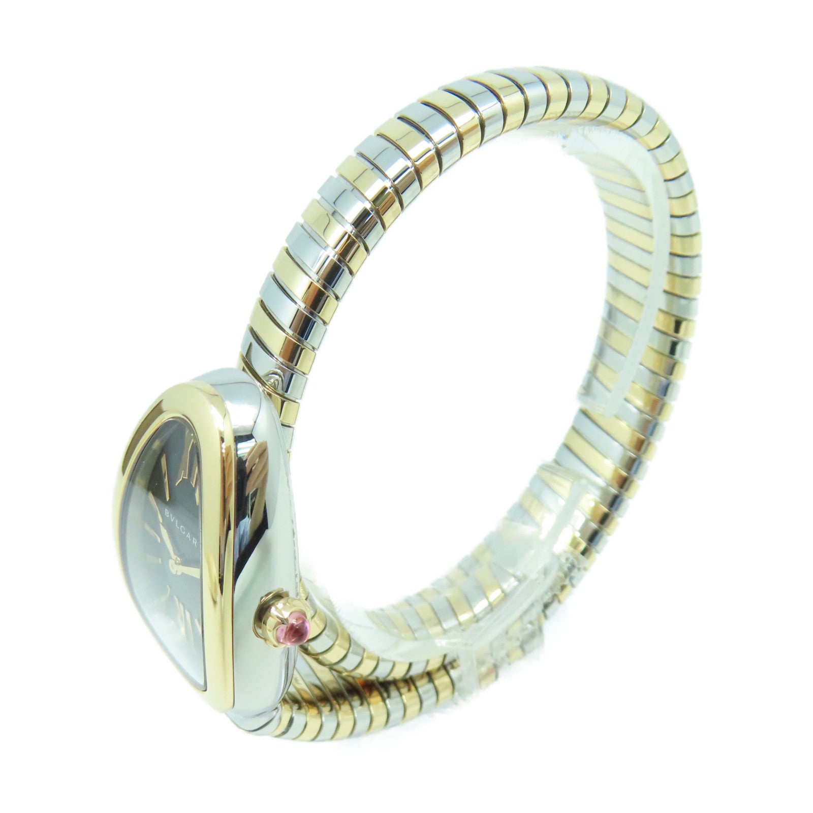BVLGARI Serpenti Tubogas Watch18K玫瑰金手錶石英機芯黑色