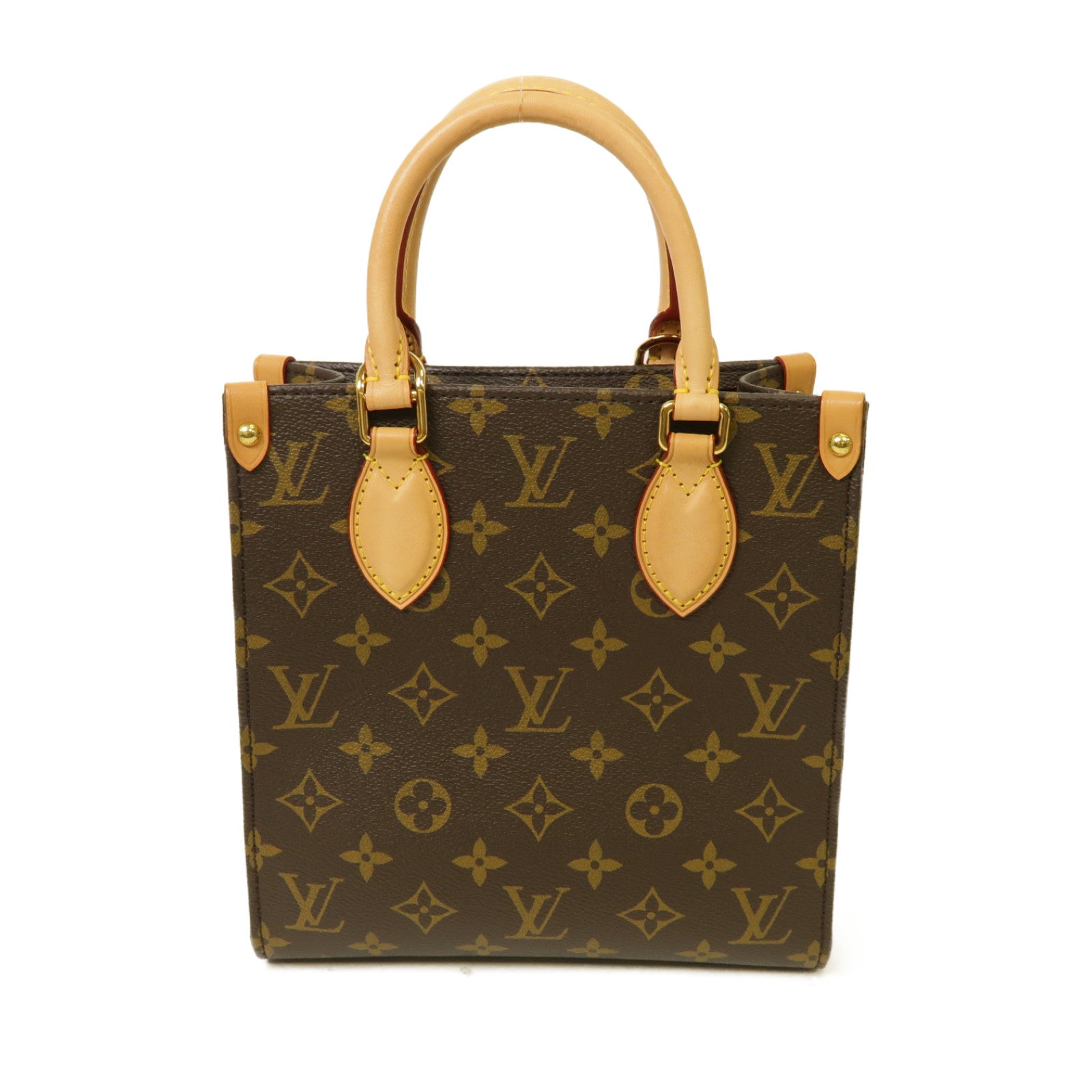LOUIS VUITTON Monogram Sac Plat BB金扣手挽肩背兩用袋啡色