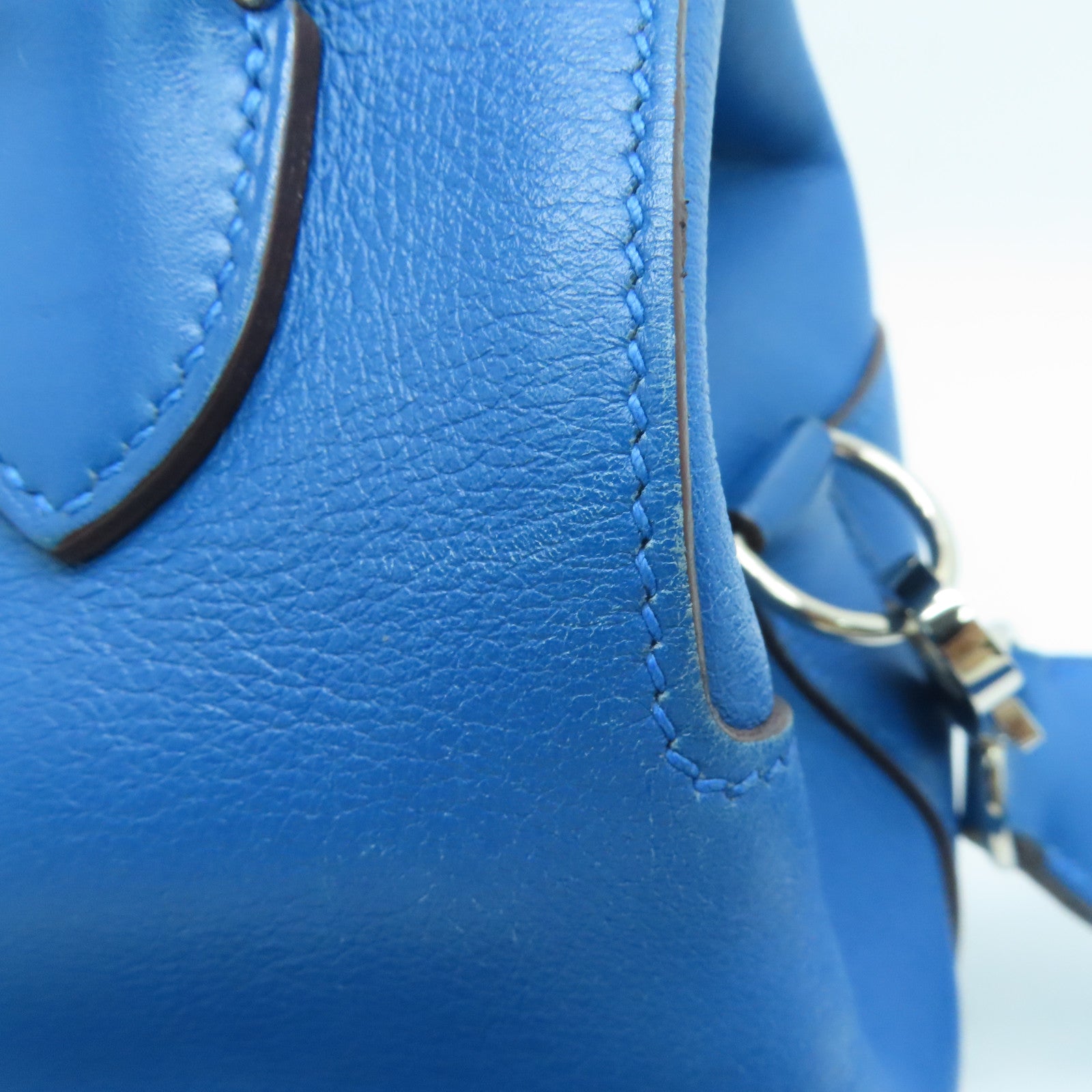 HERMES [Sharp Discount] Swift Leather Toolbox 26 Silver Buckle Handle Shoulder Backpack Duck Blue/Colvert