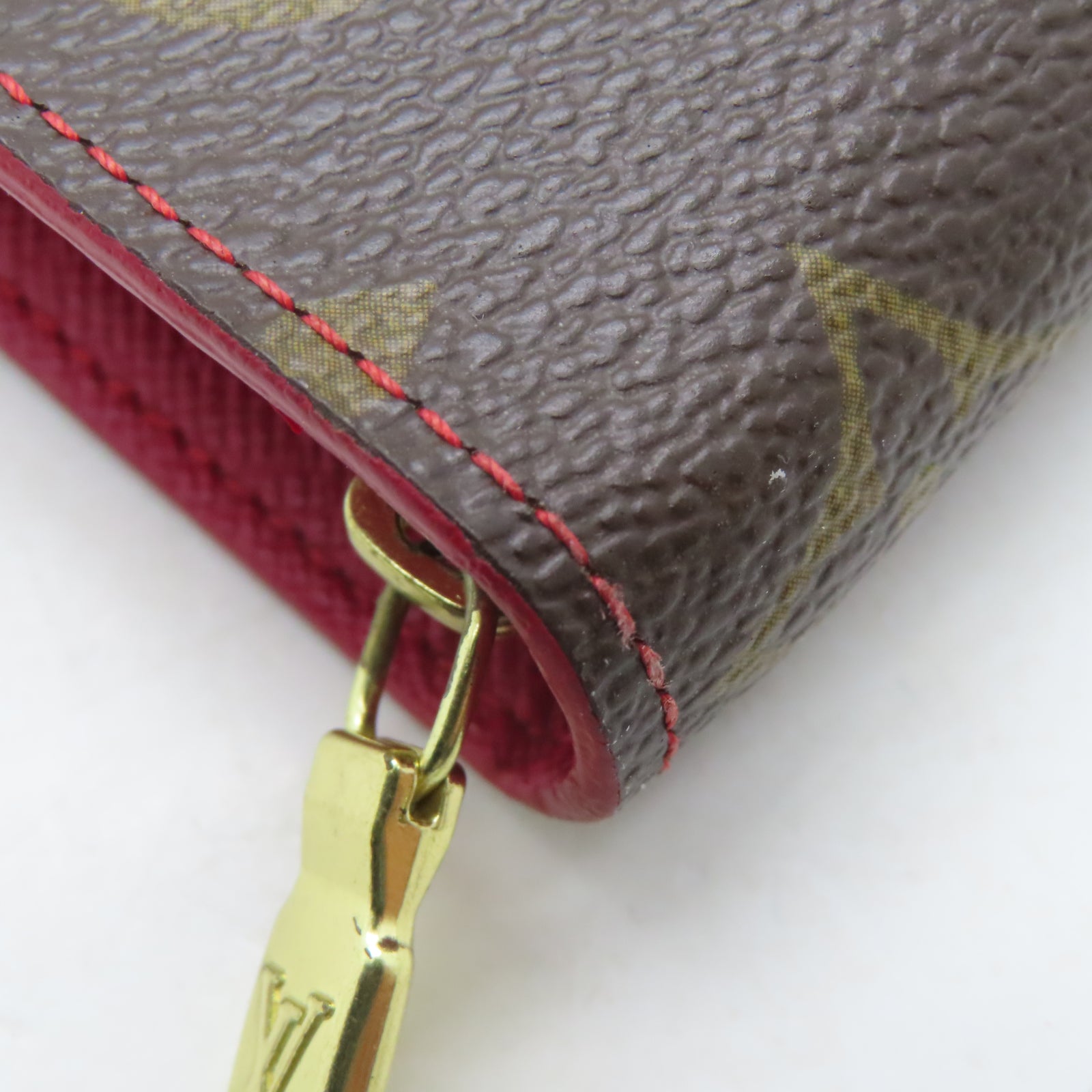 LOUIS VUITTON Monogram Porte Monnaie Zippy Wallet金扣長錢包啡色/紅色