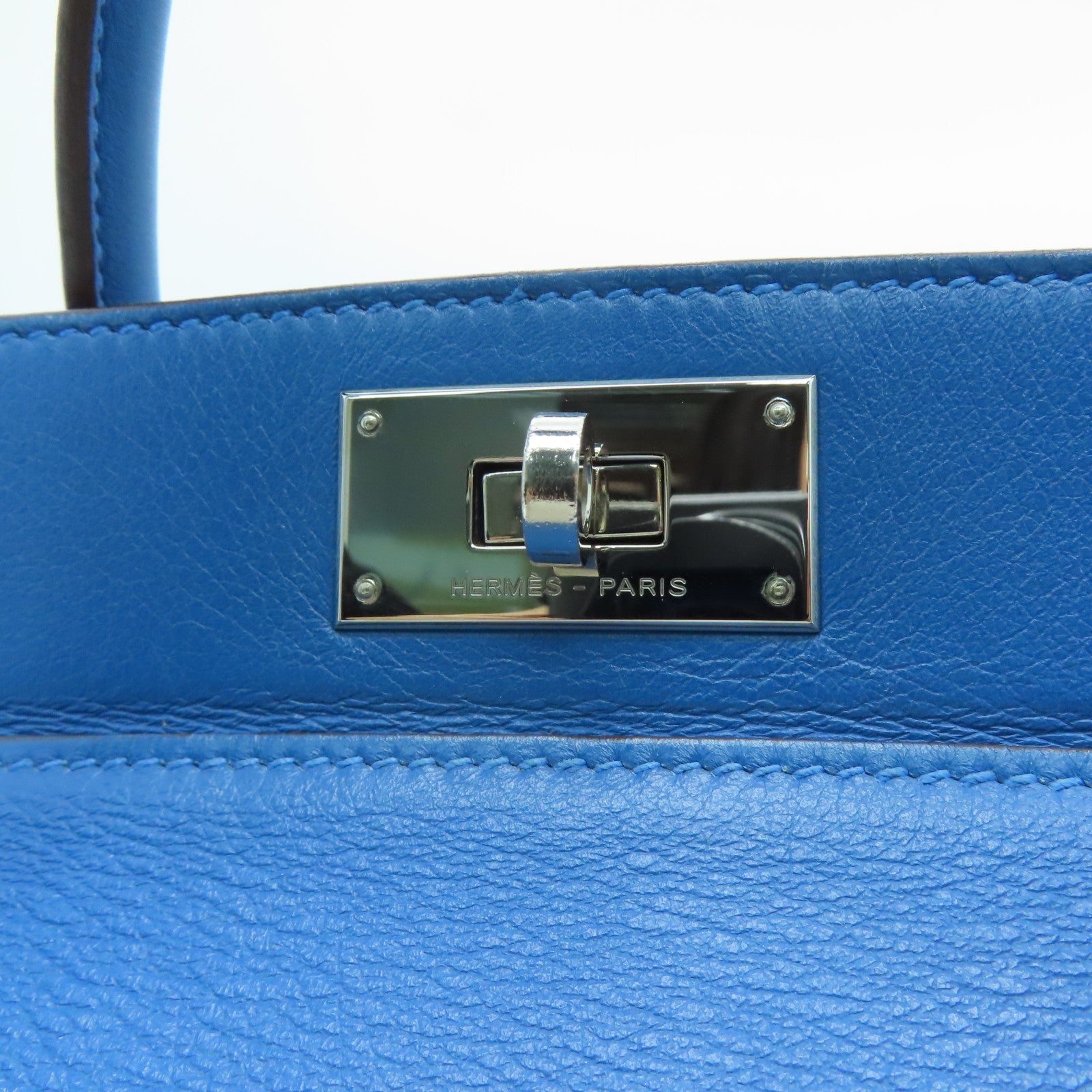 HERMES [Sharp Discount] Swift Leather Toolbox 26 Silver Buckle Handle Shoulder Backpack Duck Blue/Colvert