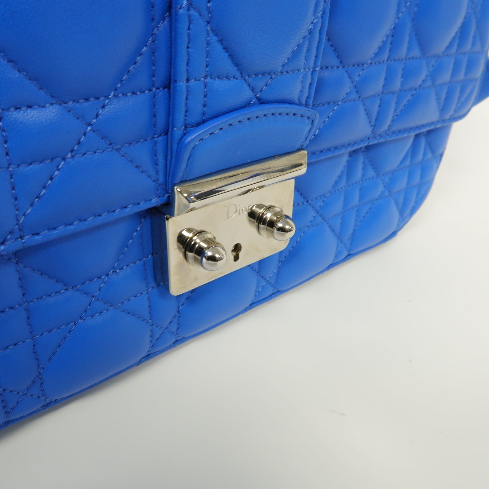 Dior 羊皮皮革Chain Shoulder銀扣鏈帶肩背袋藍色