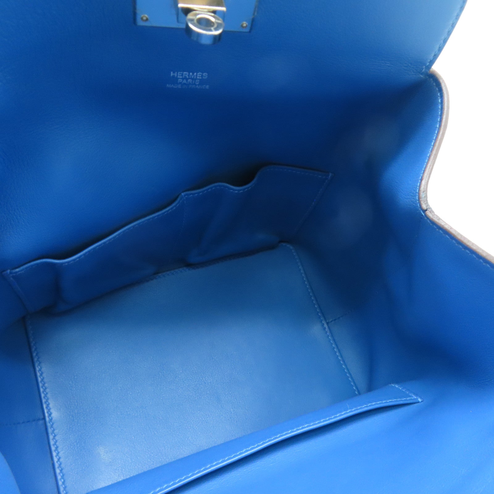 HERMES [Sharp Discount] Swift Leather Toolbox 26 Silver Buckle Handle Shoulder Backpack Duck Blue/Colvert