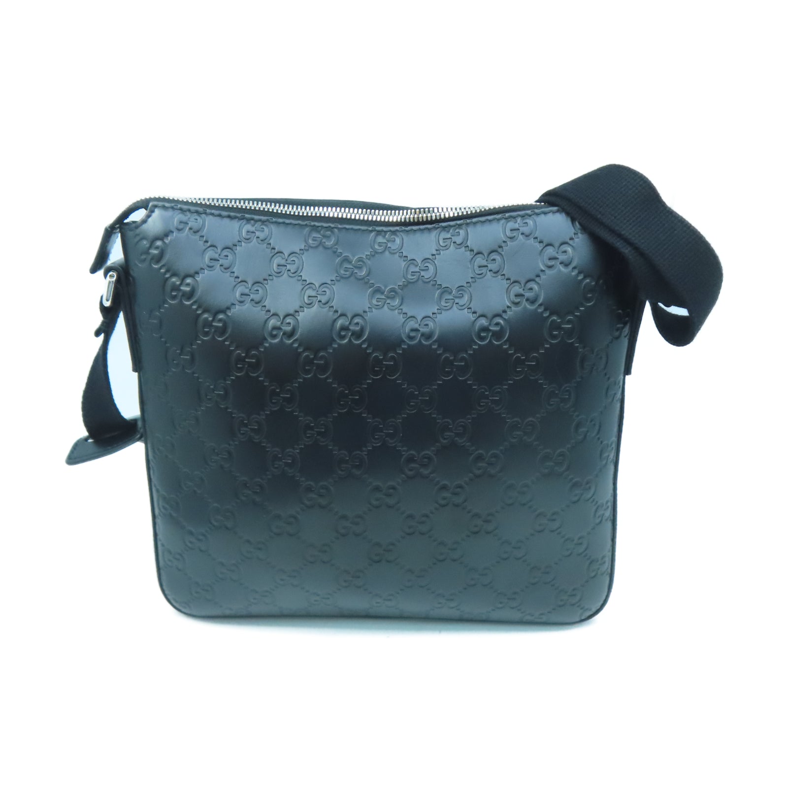 GUCCI 牛皮皮革Shoulder Bag銀扣肩背袋黑色