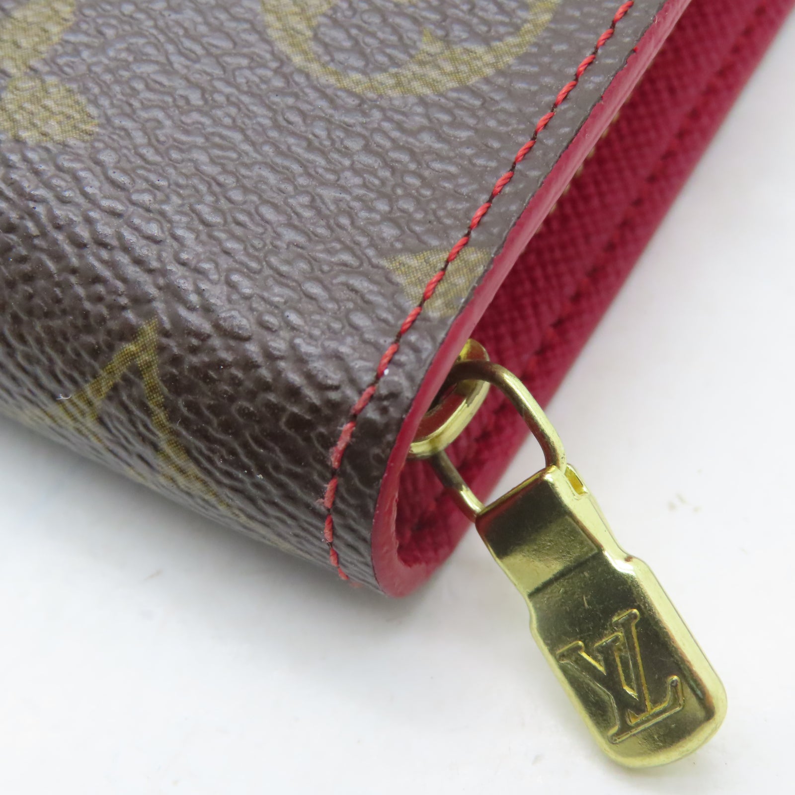 LOUIS VUITTON Monogram Porte Monnaie Zippy Wallet金扣長錢包啡色/紅色