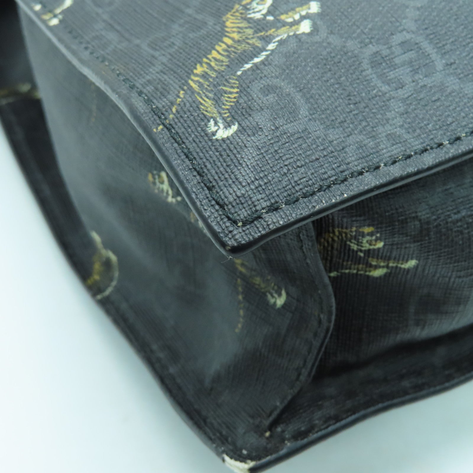 GUCCI 塗層帆布SS Supeme Tote Bag銀扣手挽袋黑色