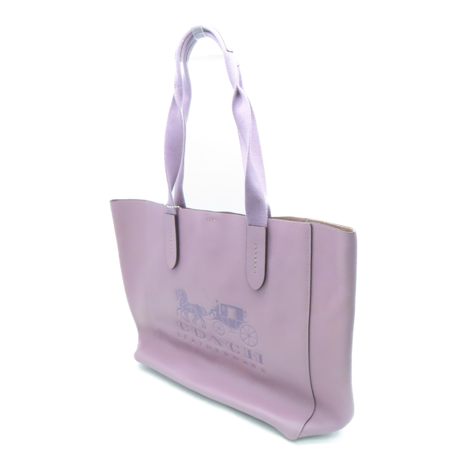 COACH 牛皮皮革Tote Bag銀扣手挽袋紫色