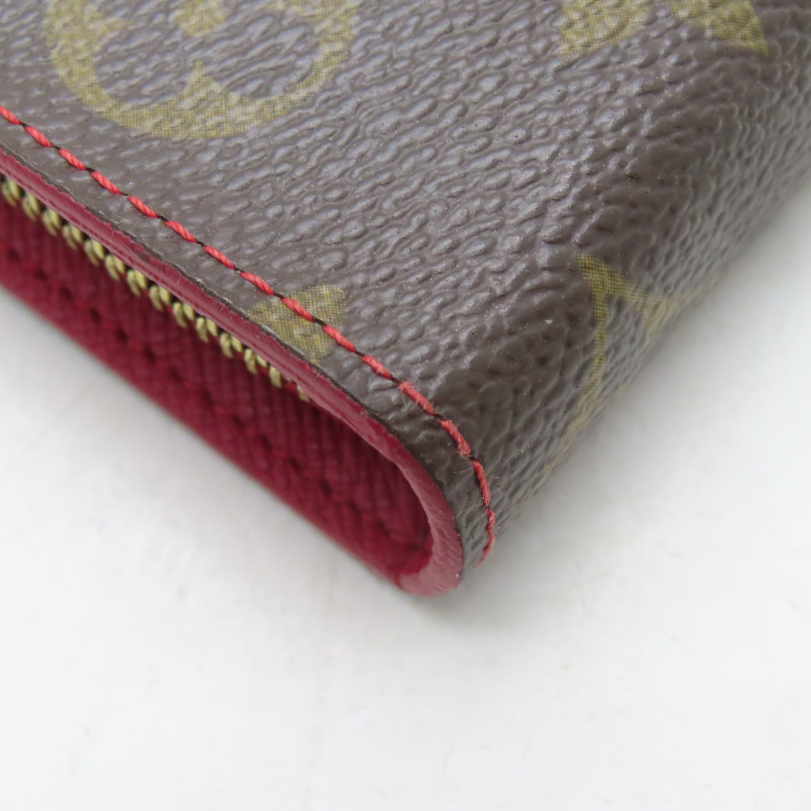 LOUIS VUITTON Monogram Porte Monnaie Zippy Wallet金扣長錢包啡色/紅色