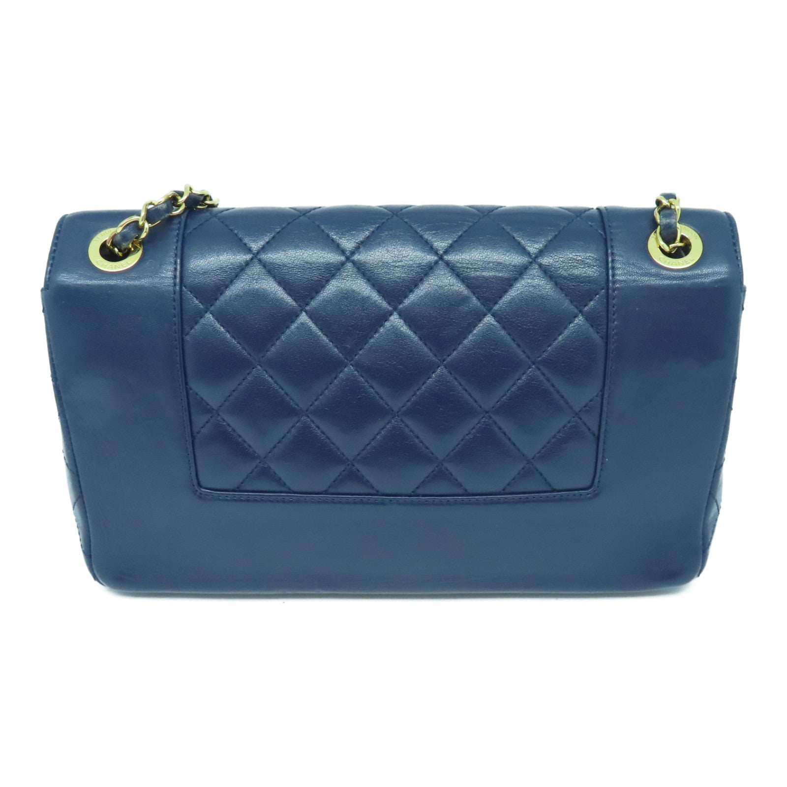 CHANEL Cowhide Leather Chain Shoulder Bag Gold Buckle Chain Belt Shoulder Bag Blue