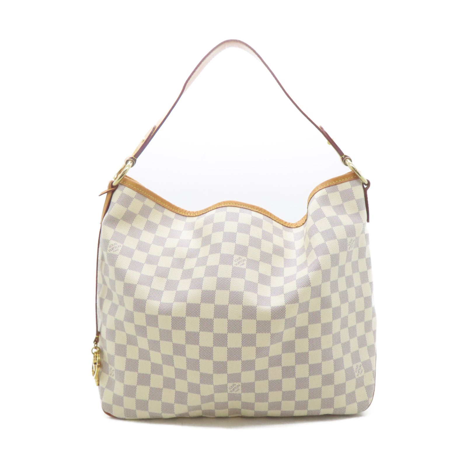 LOUIS VUITTON Damier Delightful MM金扣肩背袋白色