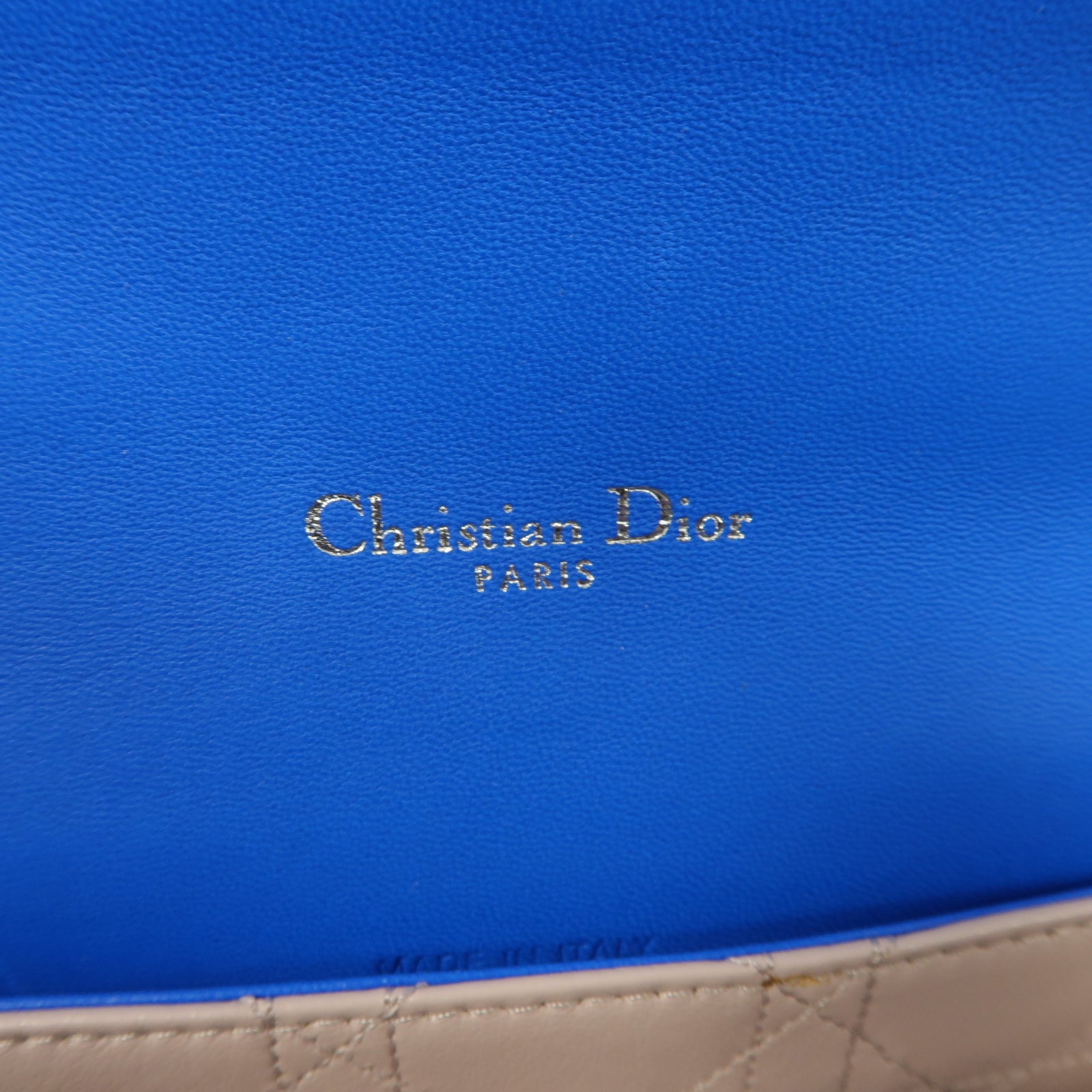 Dior 羊皮皮革Chain Shoulder銀扣鏈帶肩背袋藍色