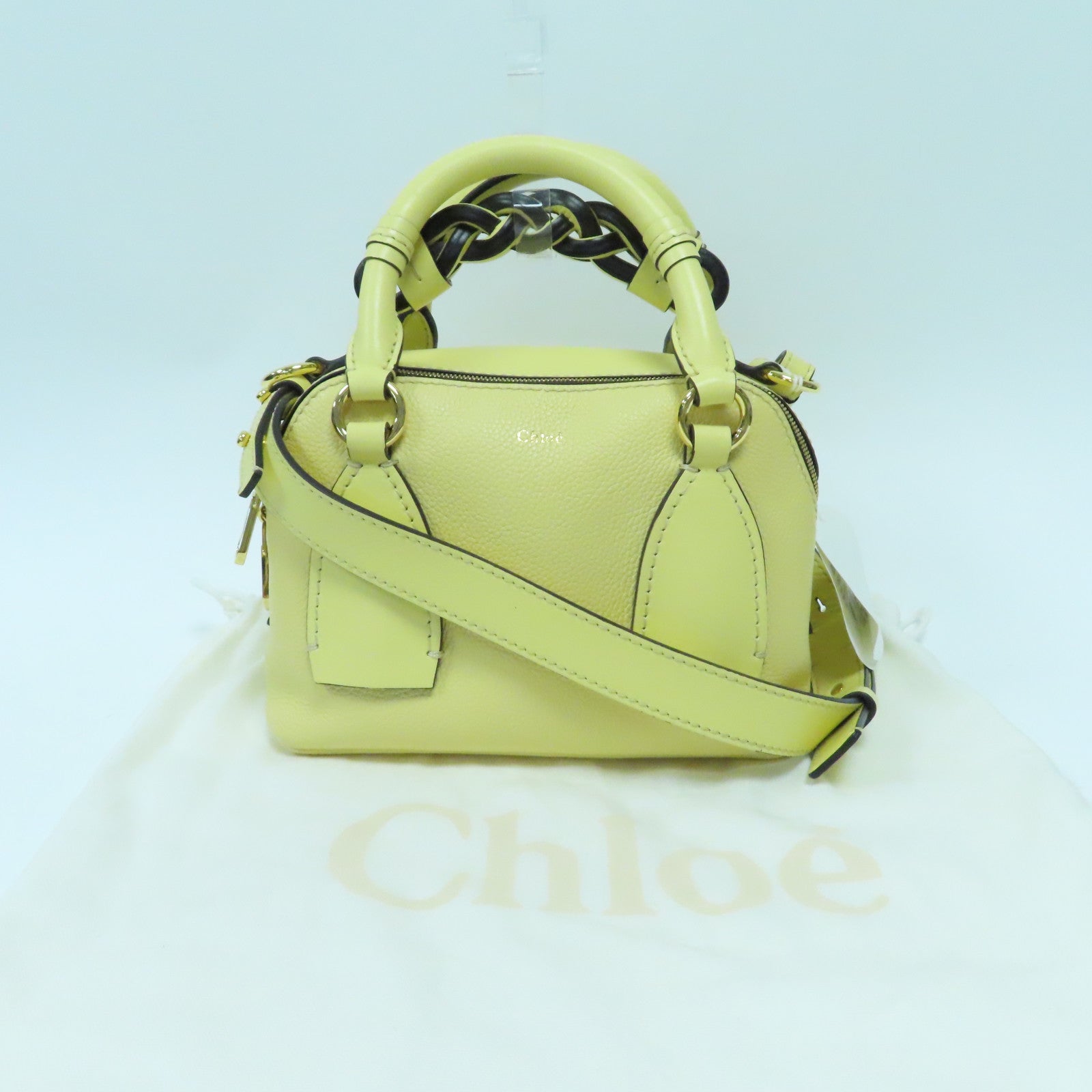 Chloe 牛皮皮革Daria金扣手挽肩背兩用袋黃色