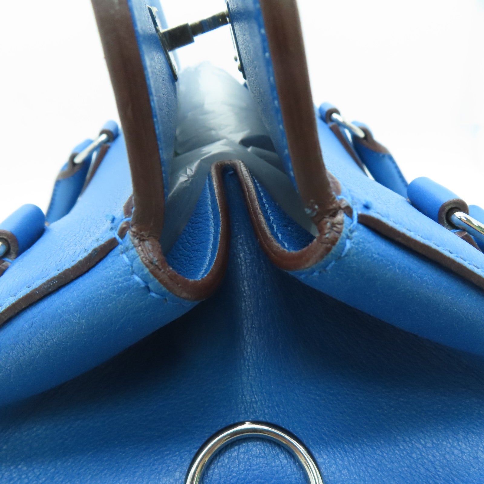 HERMES [Sharp Discount] Swift Leather Toolbox 26 Silver Buckle Handle Shoulder Backpack Duck Blue/Colvert