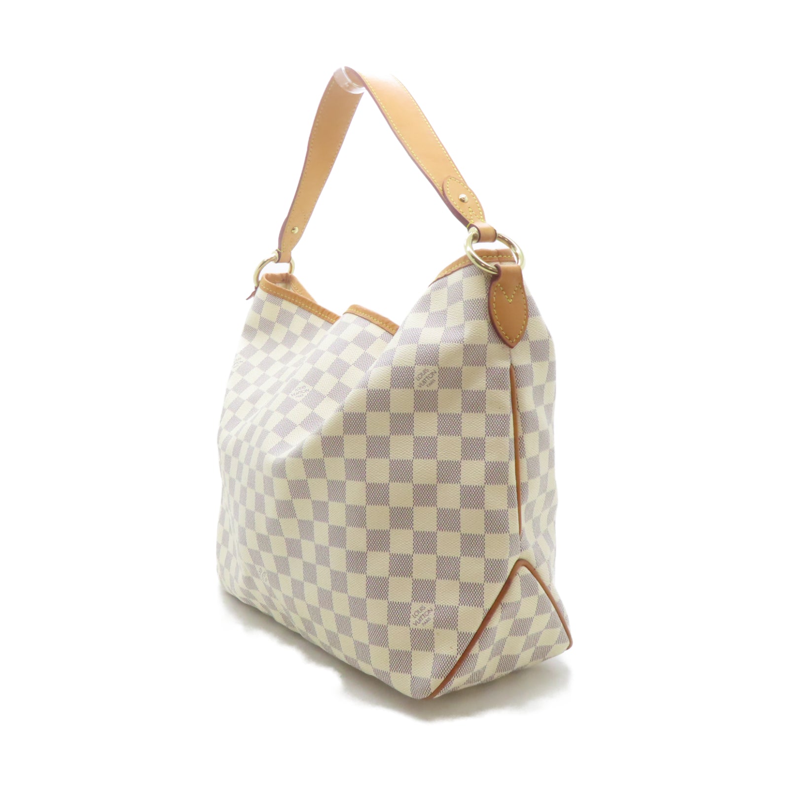 LOUIS VUITTON Damier Delightful MM金扣肩背袋白色