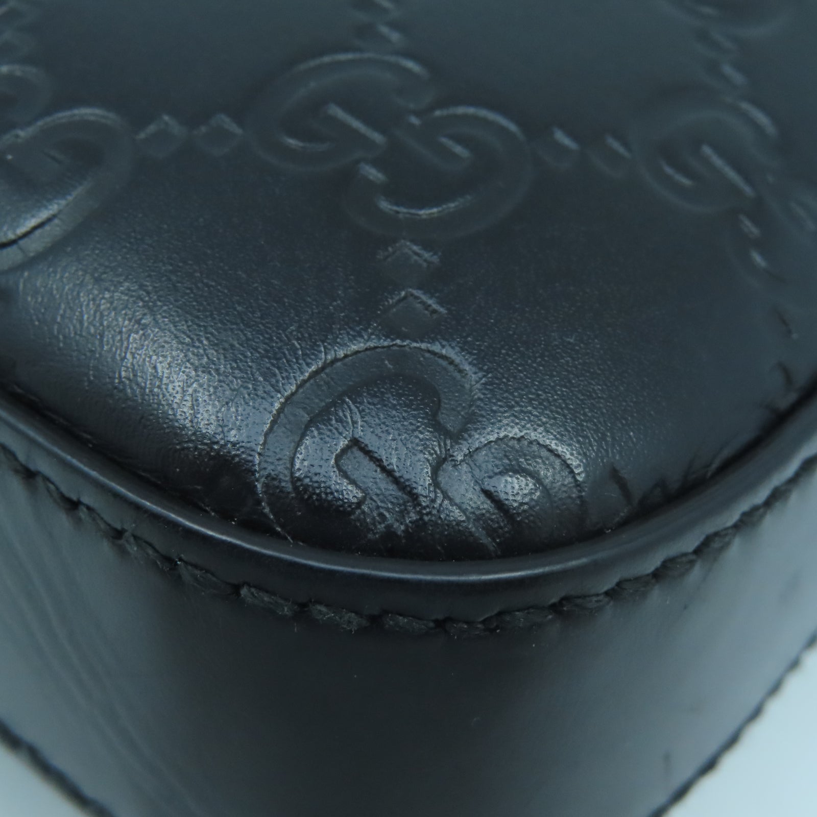GUCCI 牛皮皮革Shoulder Bag銀扣肩背袋黑色