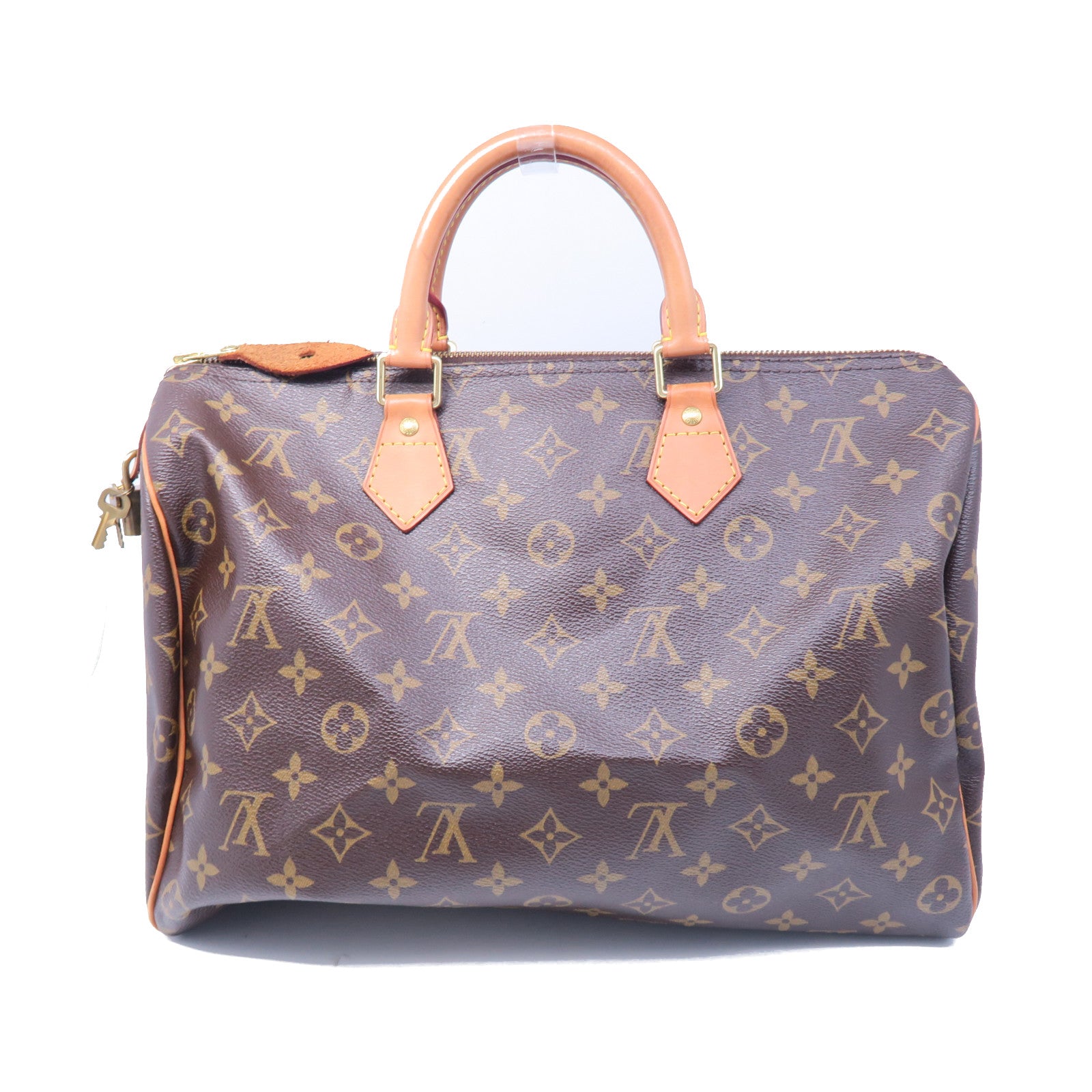 LOUIS VUITTON Monogram Speedy 35金扣手挽袋棕色