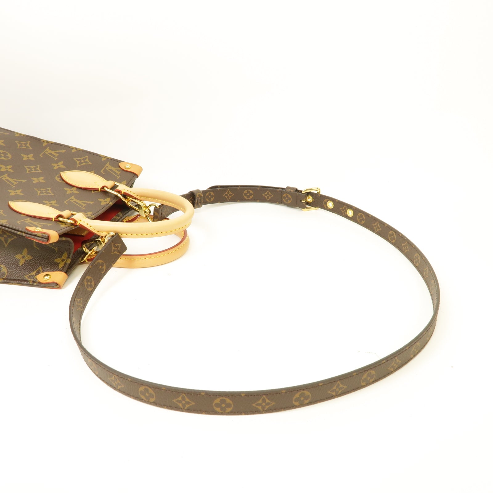 LOUIS VUITTON Monogram Sac Plat BB金扣手挽肩背兩用袋啡色