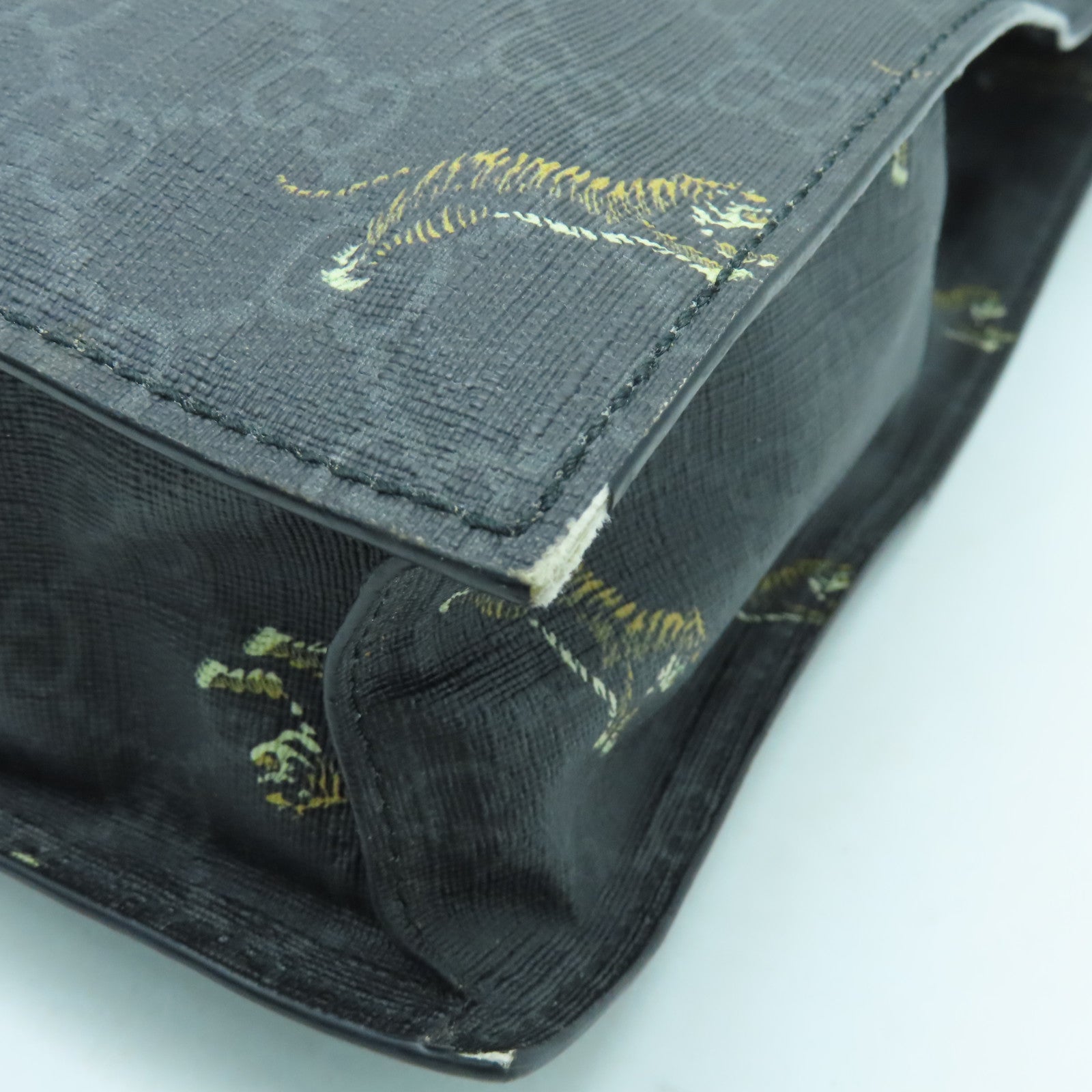 GUCCI 塗層帆布SS Supeme Tote Bag銀扣手挽袋黑色