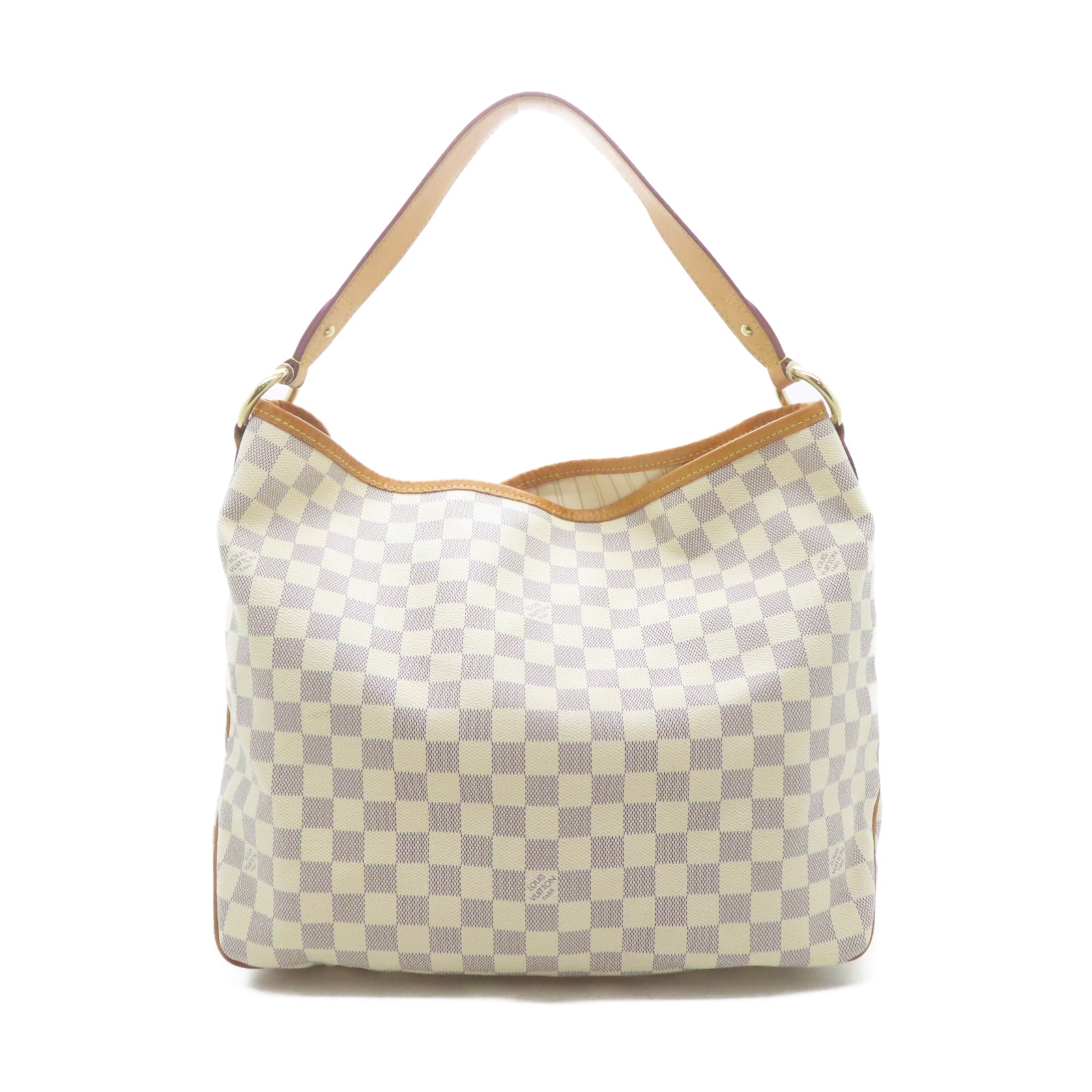 LOUIS VUITTON Damier Delightful MM金扣肩背袋白色