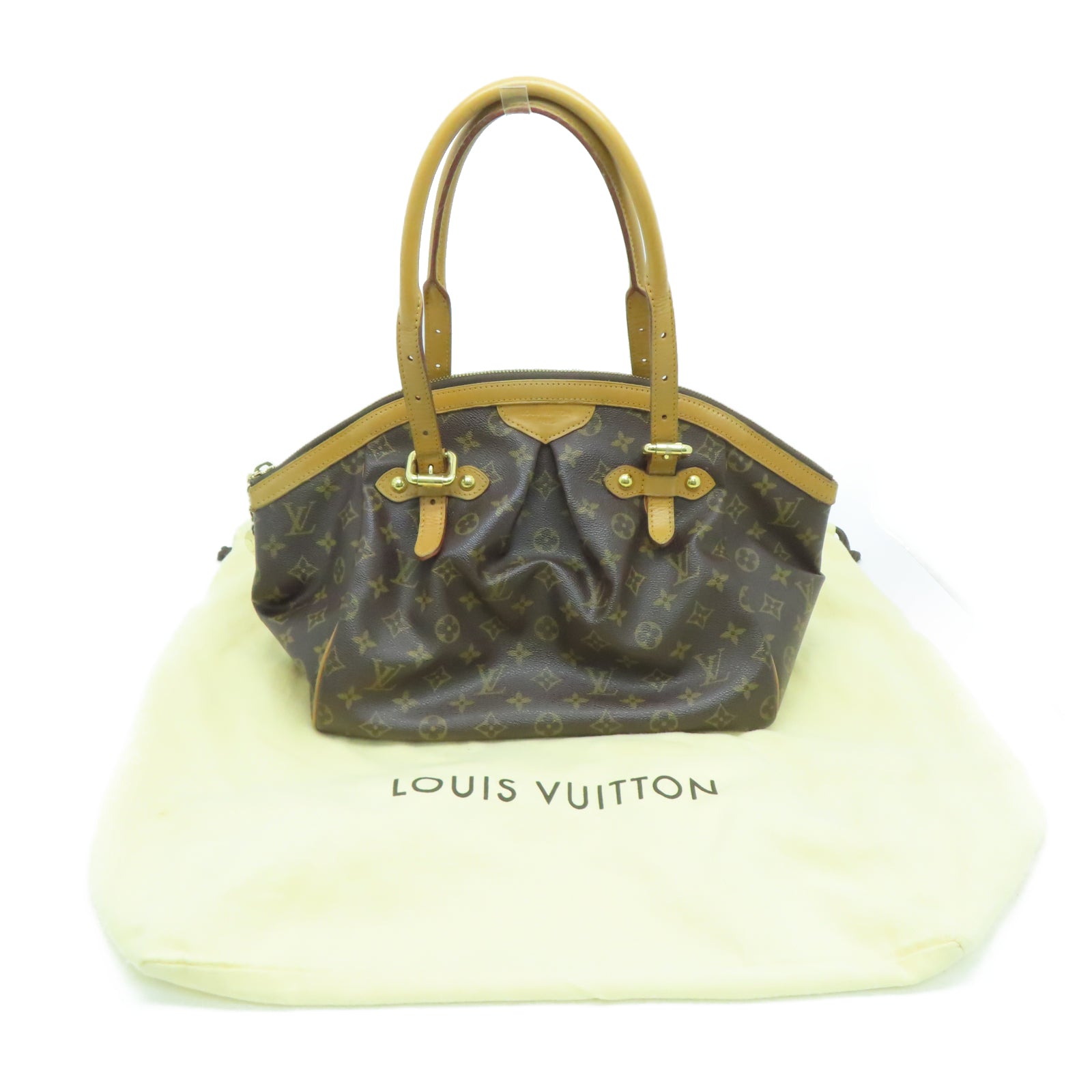 LOUIS VUITTON Monogram Tivoli GM金扣手挽袋棕色