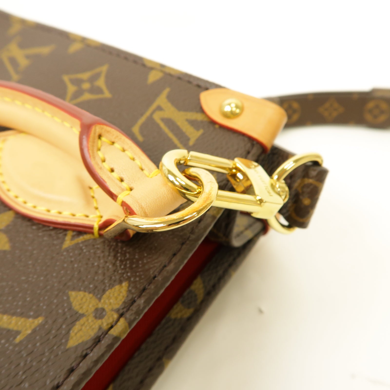 LOUIS VUITTON Monogram Sac Plat BB金扣手挽肩背兩用袋啡色