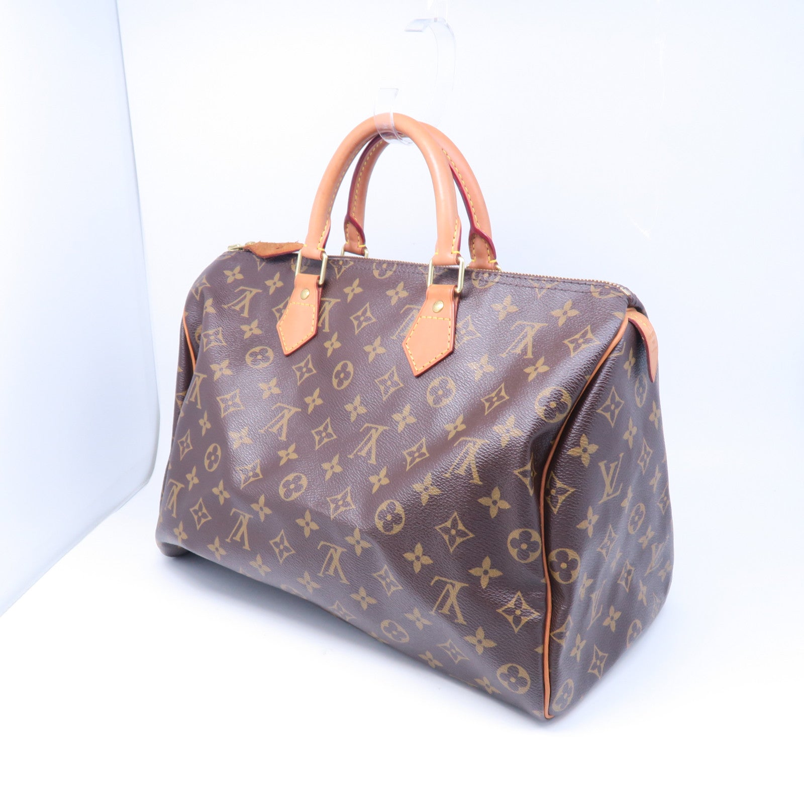 LOUIS VUITTON Monogram Speedy 35金扣手挽袋棕色