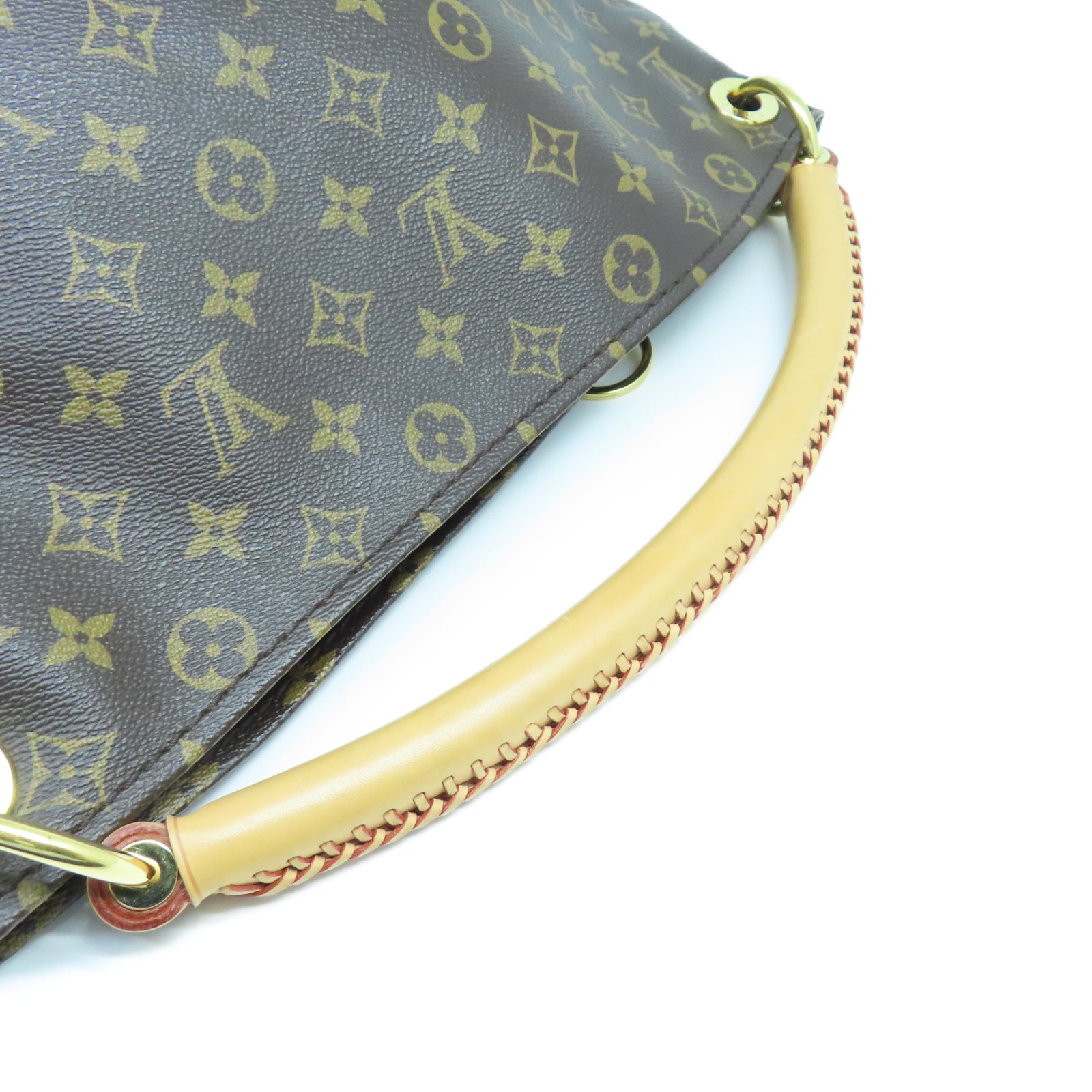 LOUIS VUITTON Monogram Artsy MM金扣手挽袋棕色