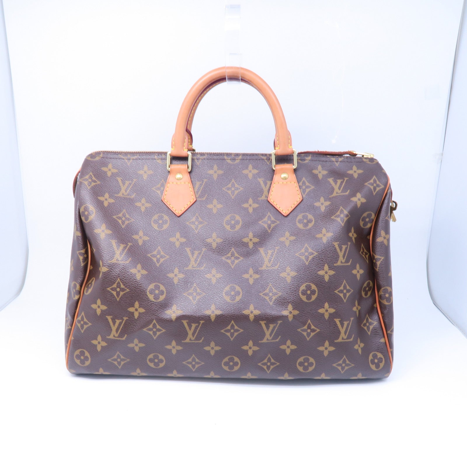 LOUIS VUITTON Monogram Speedy 35金扣手挽袋棕色