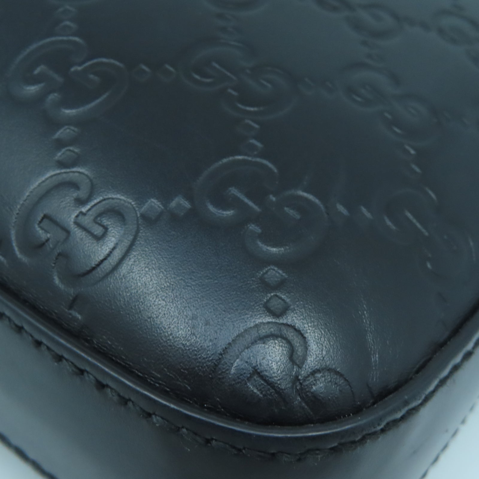 GUCCI 牛皮皮革Shoulder Bag銀扣肩背袋黑色