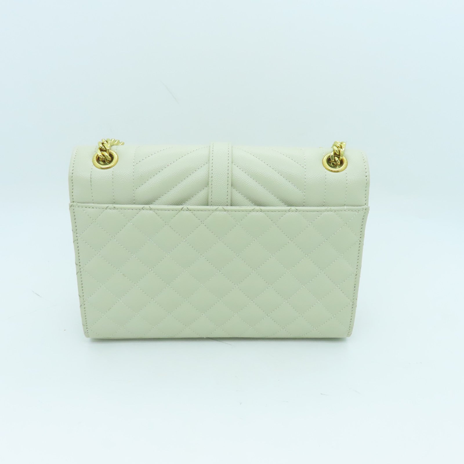 SAINT LAURENT cowhide leather Envelope Chain Bag gold buckle shoulder bag white